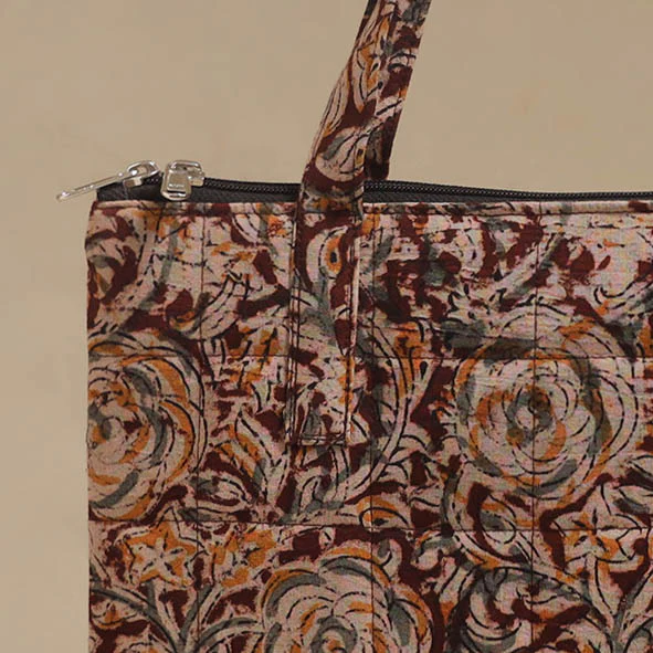Maroon - Quilted Fabric Handcrafted Handbag 17 - Image 3