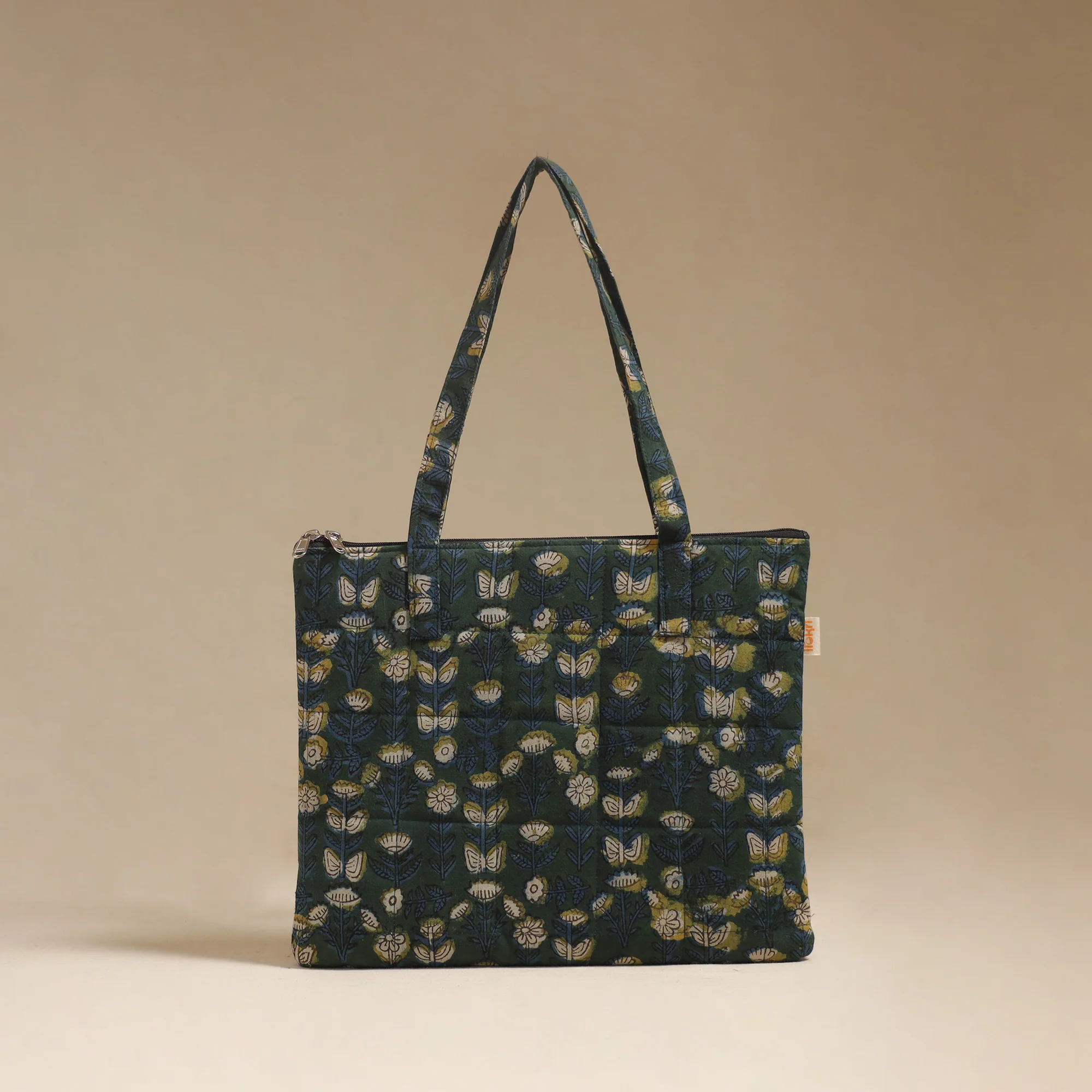 Blue - Quilted Fabric Handcrafted Handbag 25 - Image 2