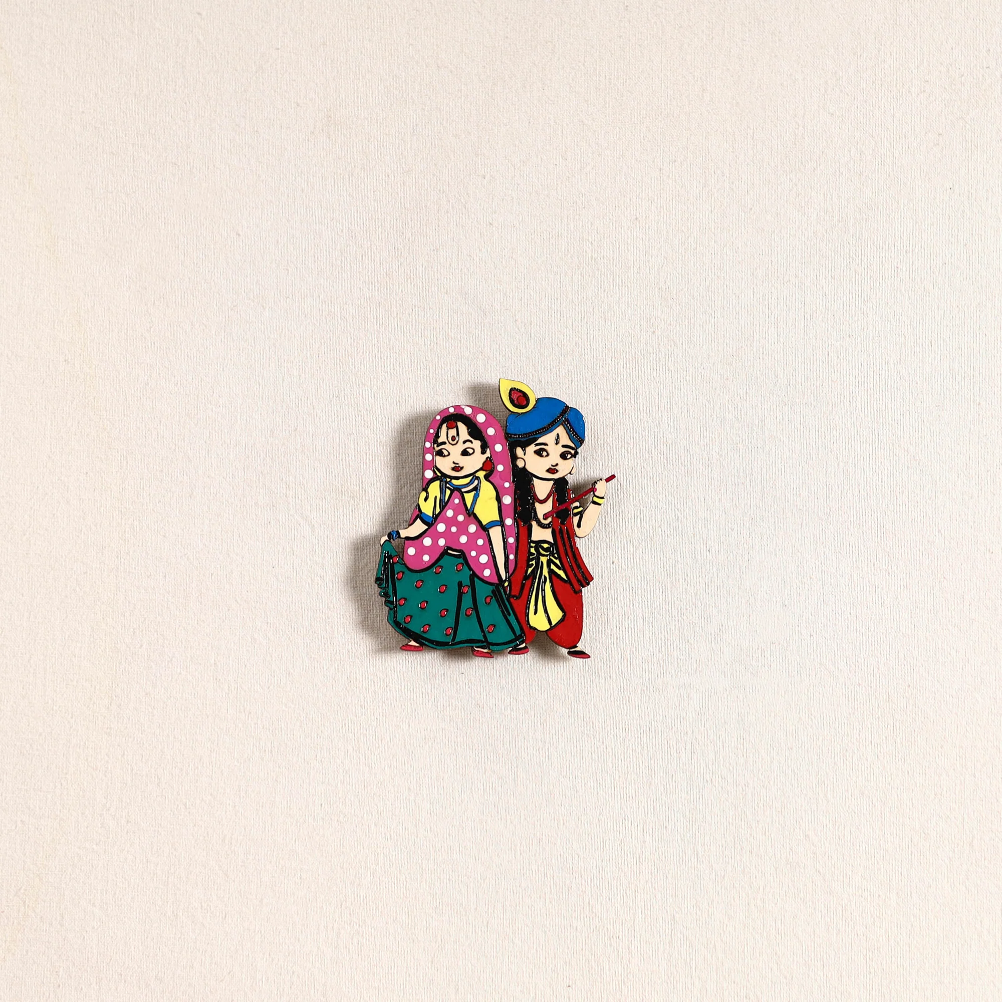 Radha Krishna Couple Handpainted Fridge Magnet 46