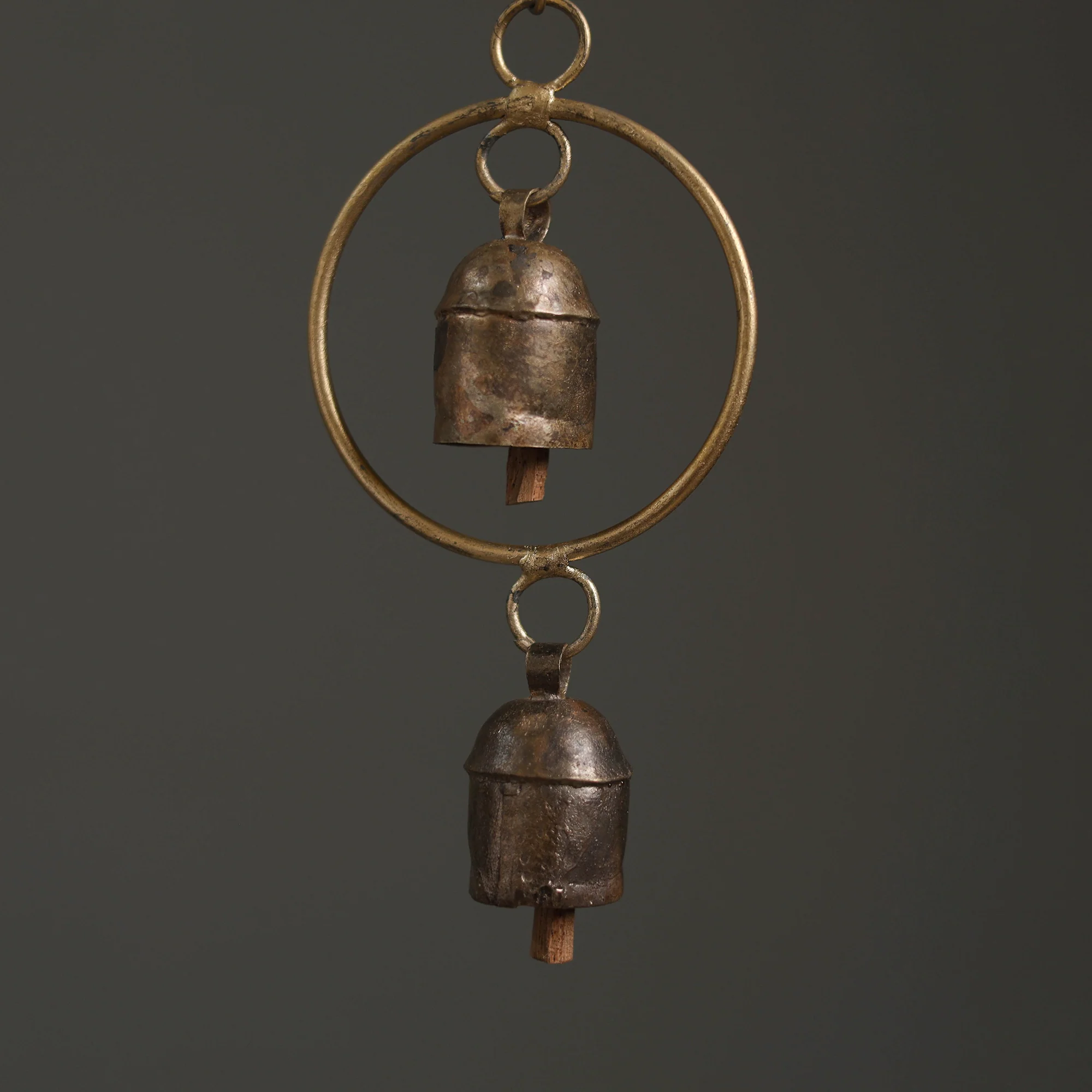 Round - Kutch Copper Coated 2 Bells Wind Chimes 17 - Image 3