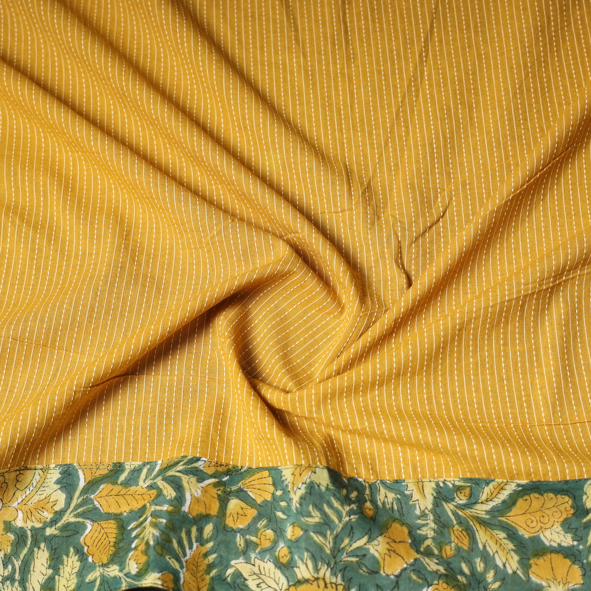 Yellow - Running Stitch Plain Cotton Blouse Piece 31 - Image 3