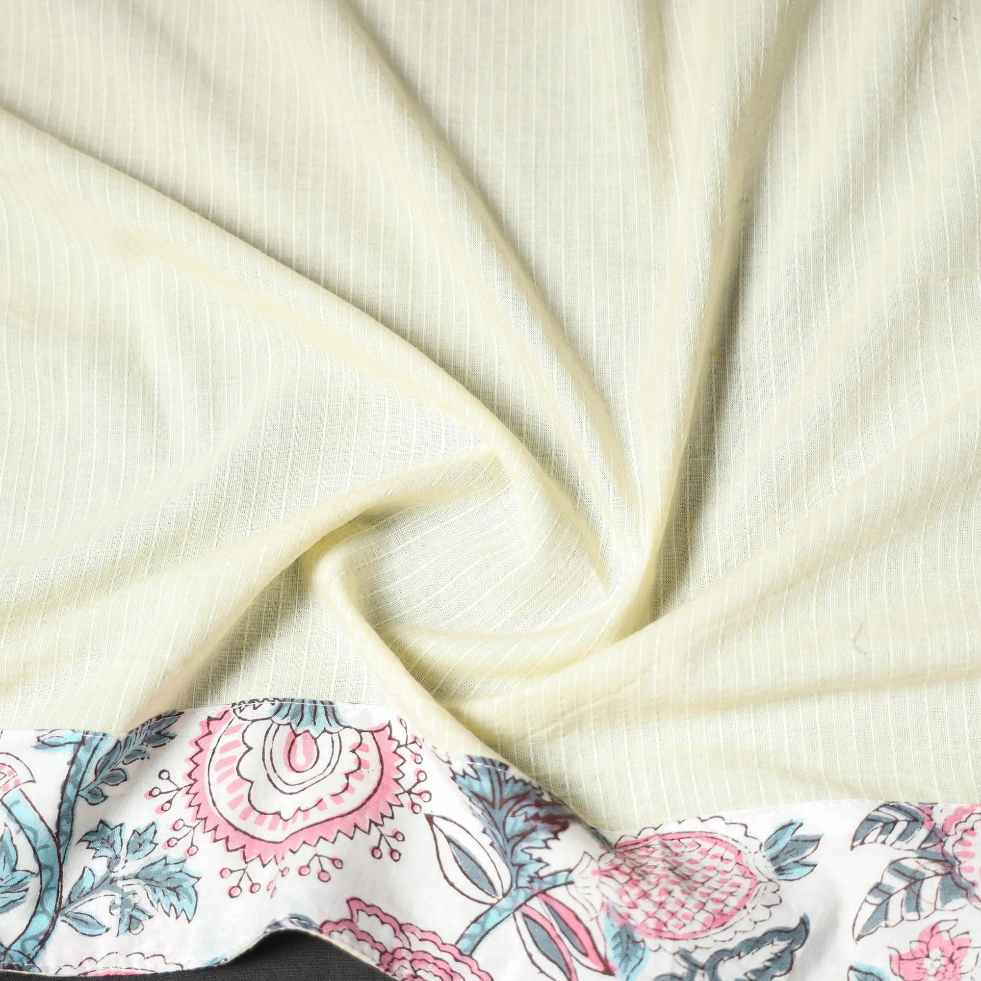 Beige - Running Stitch Plain Cotton Blouse Piece 36 - Image 3