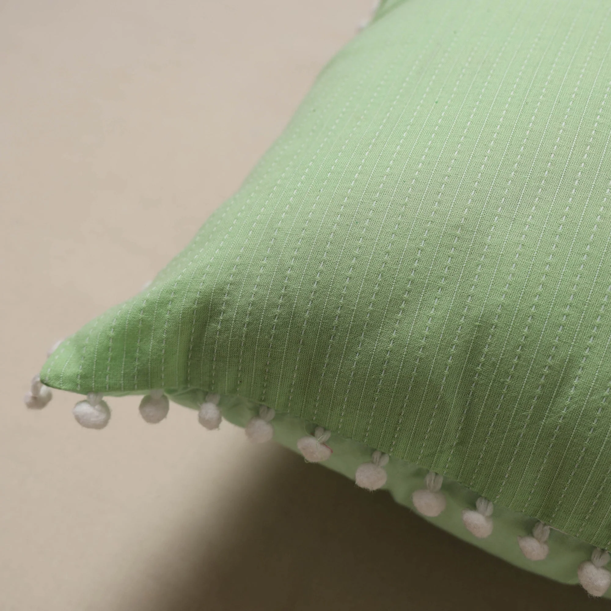 Green - Running Stitch Plain Cushion Cover 54 - Image 2