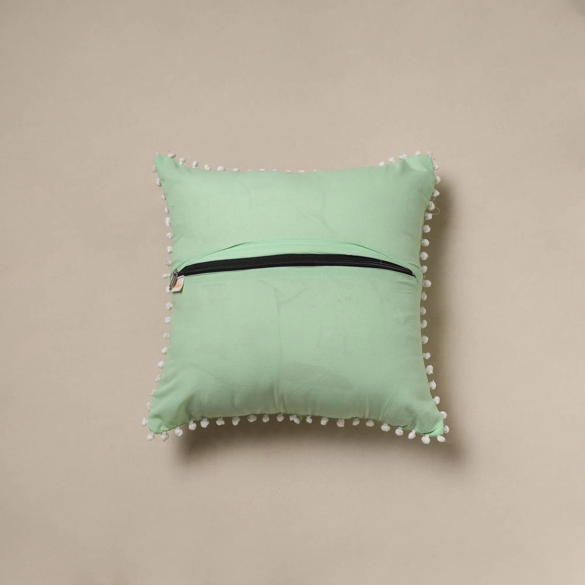 Green - Running Stitch Plain Cushion Cover 54 - Image 3