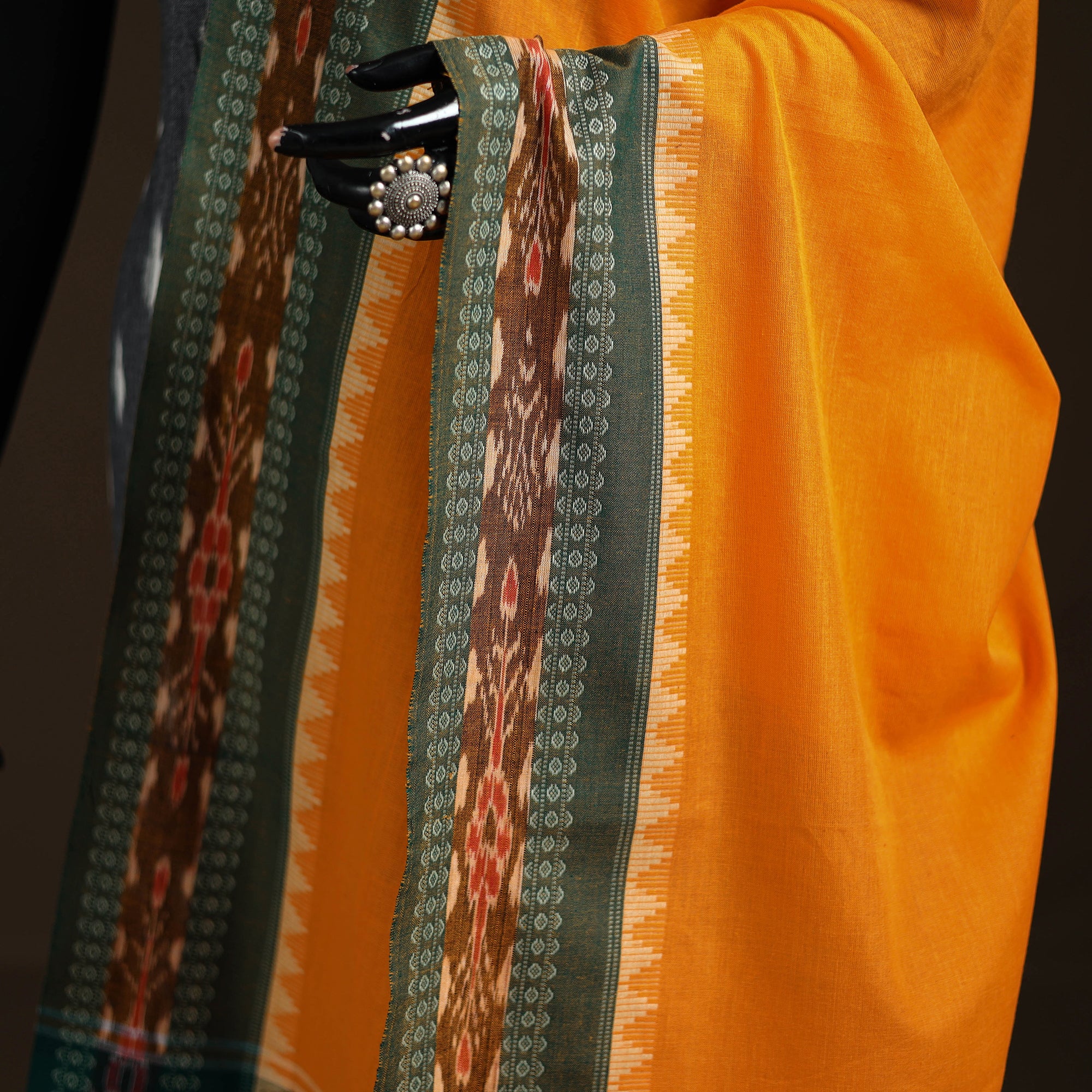 Yellow - Sambalpuri Ikat Cotton Dupatta from Odisha 07 - Image 3