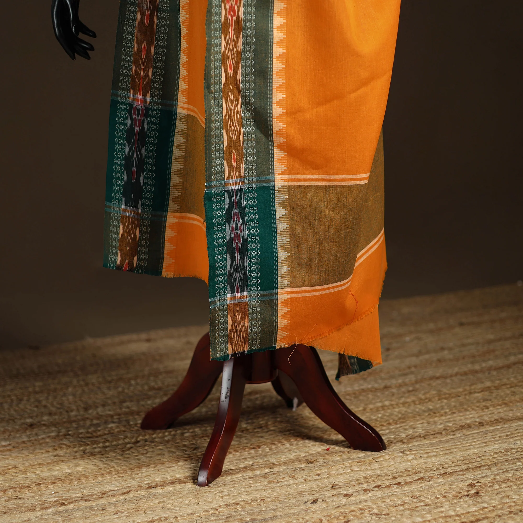 Yellow - Sambalpuri Ikat Cotton Dupatta from Odisha 07 - Image 4