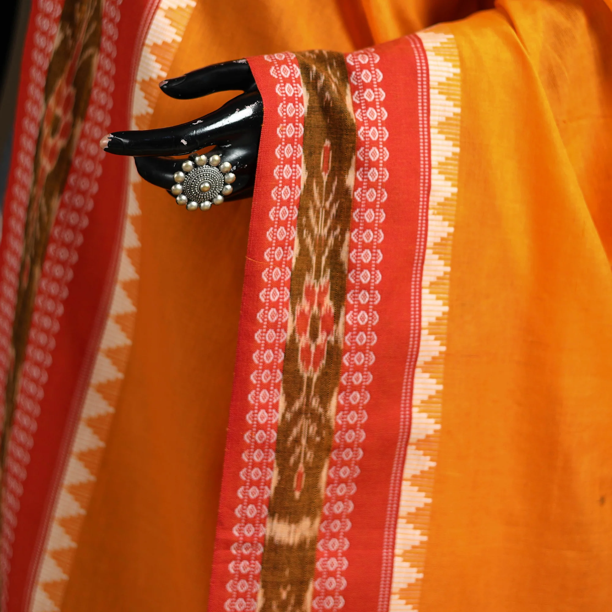 Yellow - Sambalpuri Ikat Cotton Dupatta from Odisha 33 - Image 3