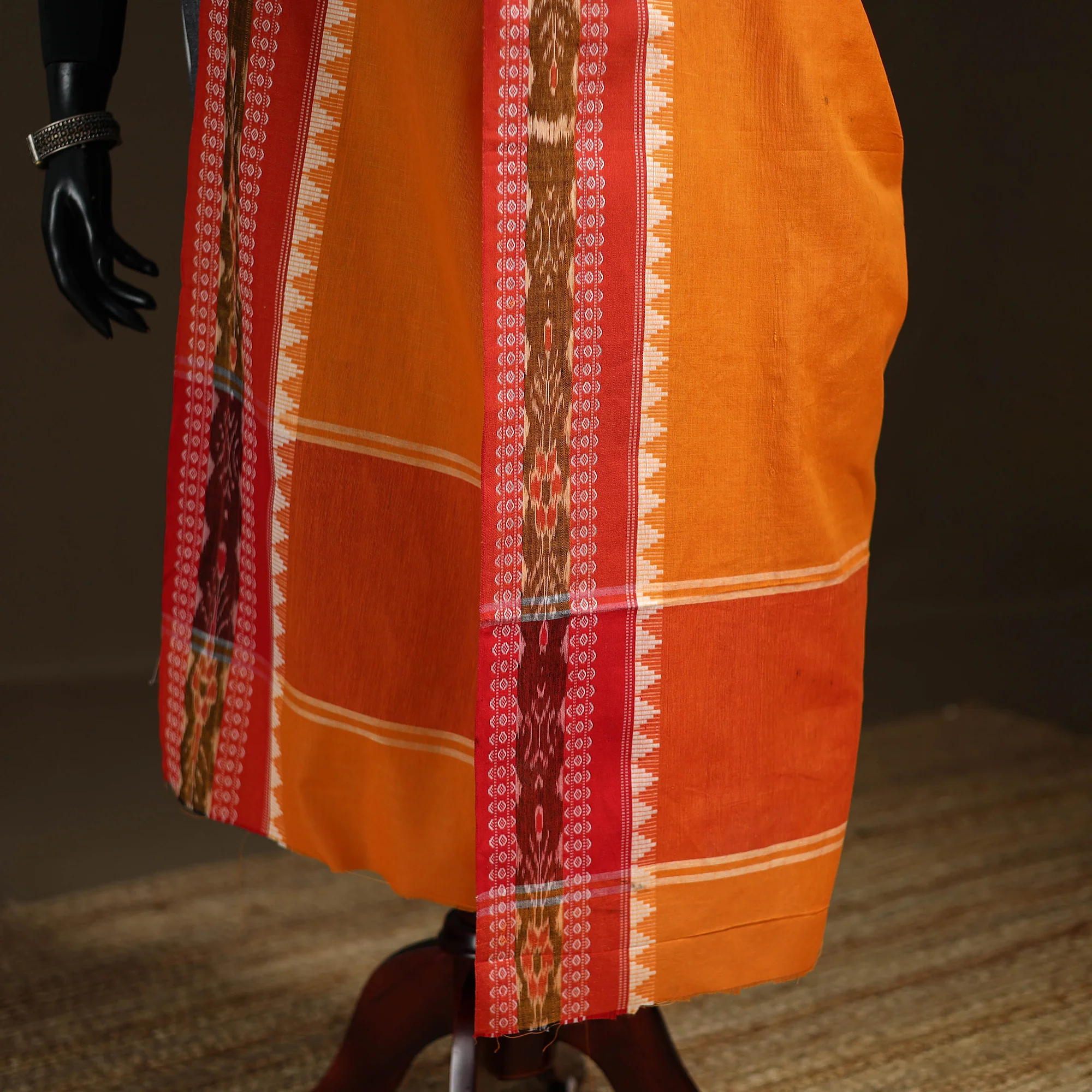 Yellow - Sambalpuri Ikat Cotton Dupatta from Odisha 33 - Image 4