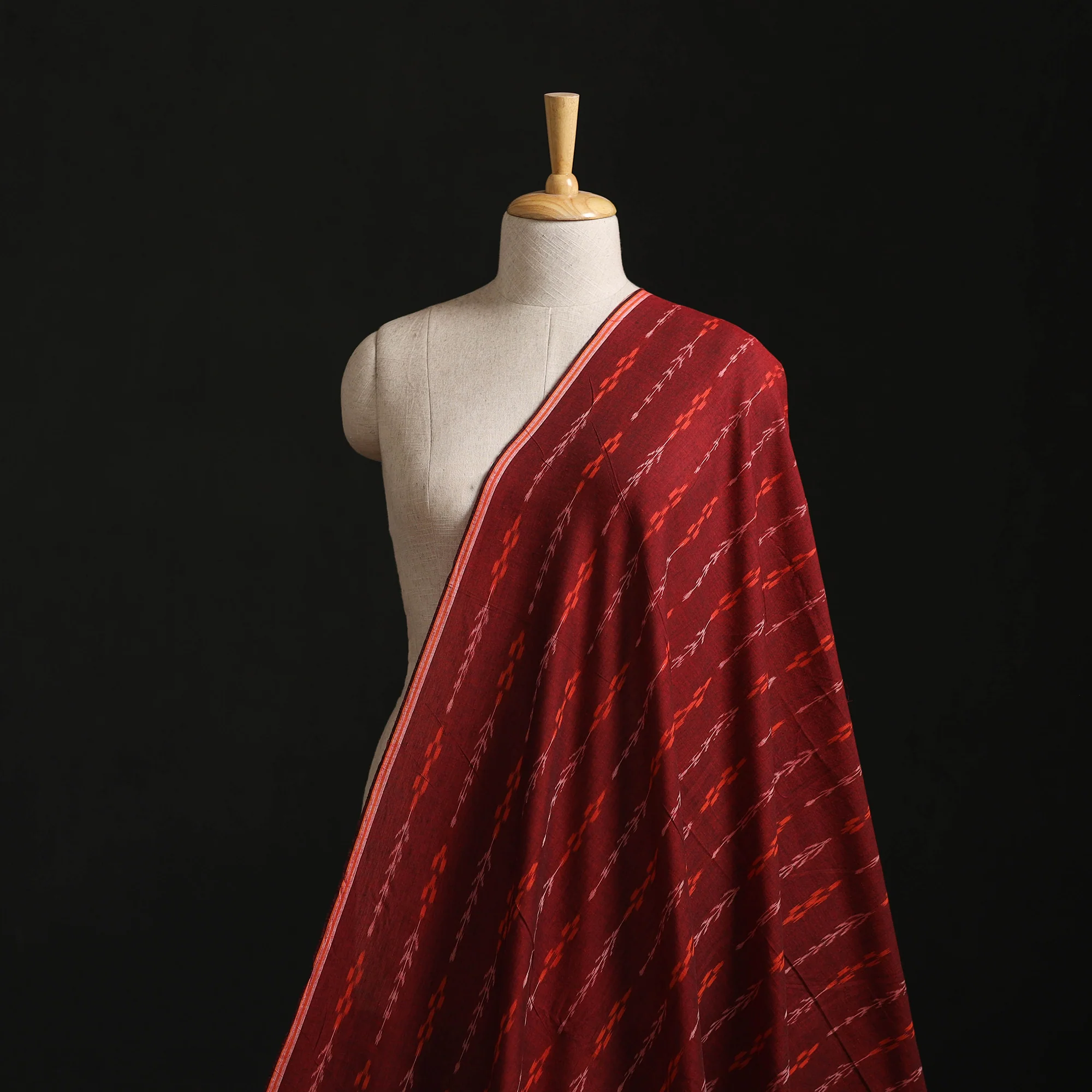 Maroon - Sambalpuri Ikat Cotton Fabric 12
