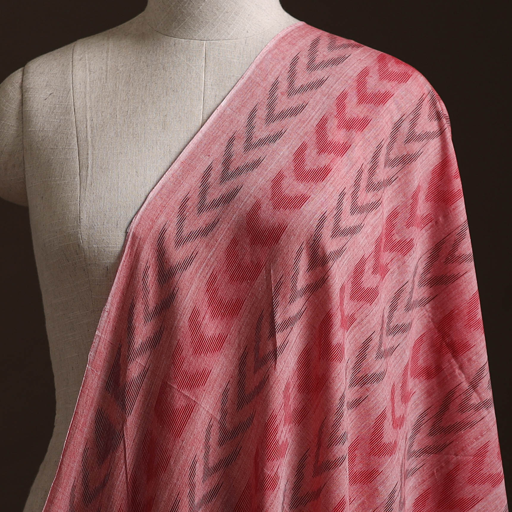 Pink - Sambalpuri Ikat Weave Cotton Fabric 01 - Image 2
