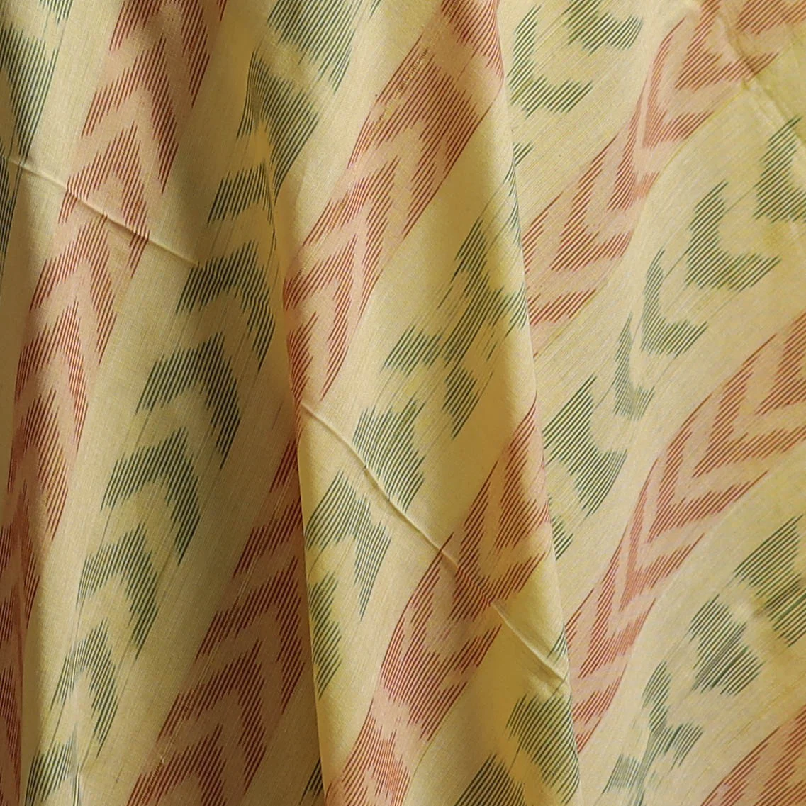 Yellow - sambalpuri Ikat Weave Cotton Fabric 02 - Image 3