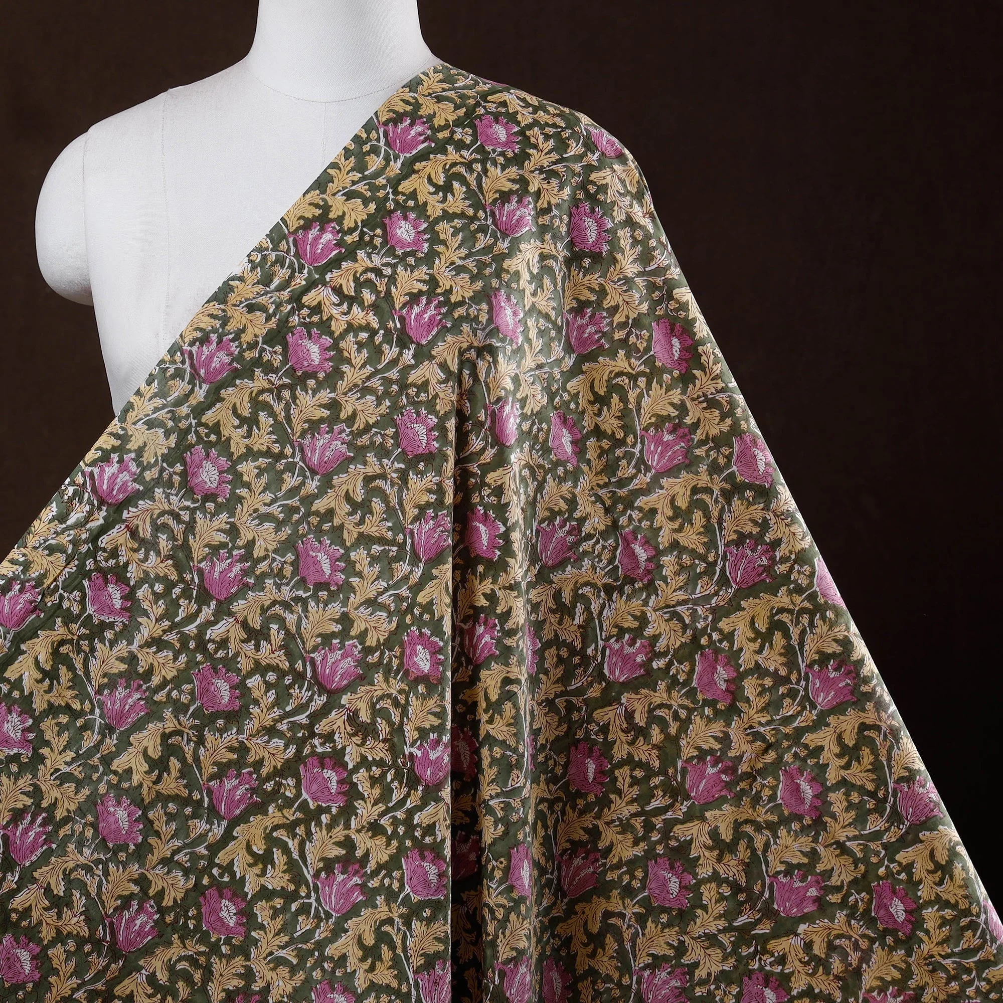 Green - Sanganeri Block Print Cotton Fabric 06 - Image 2