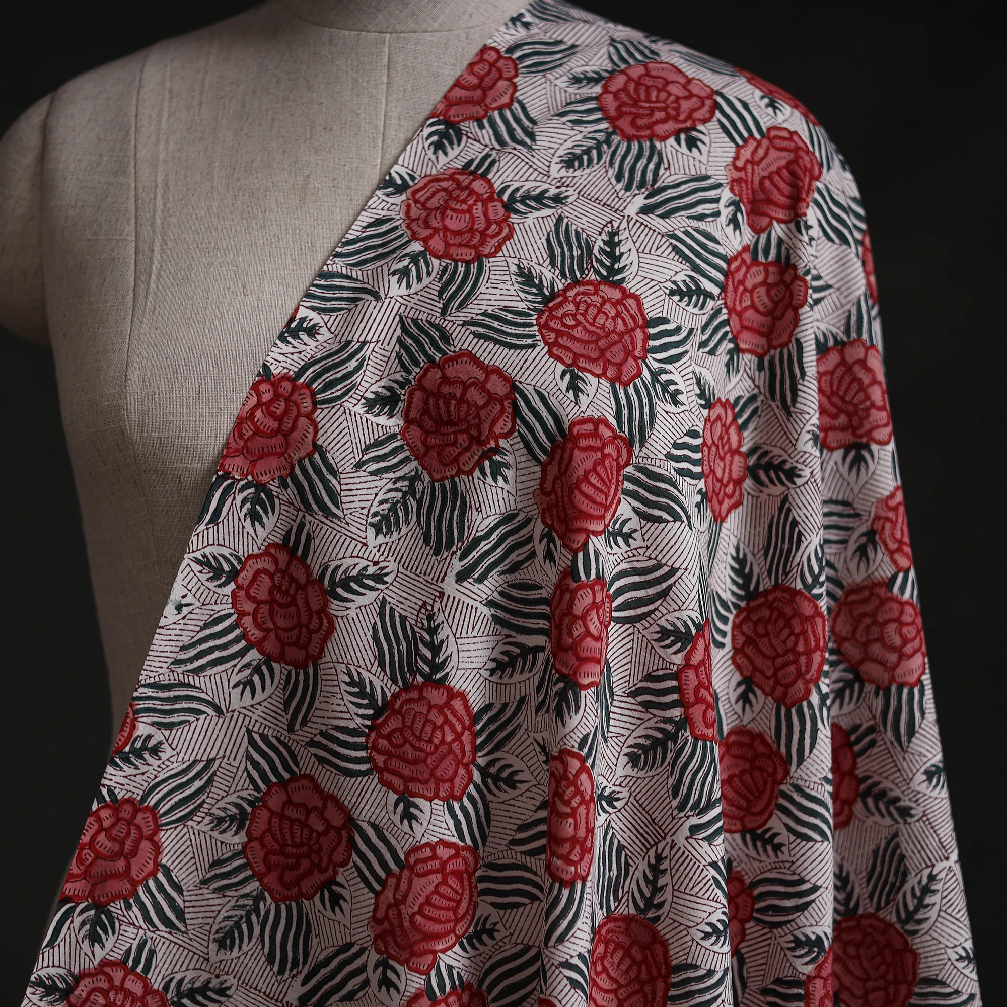 Multicolor - Sanganeri Block Print Pure Cotton Fabric 09 - Image 2