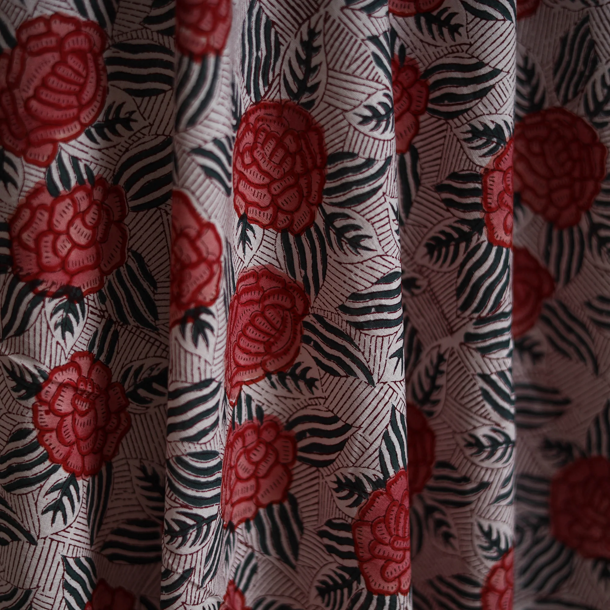 Multicolor - Sanganeri Block Print Pure Cotton Fabric 09 - Image 3