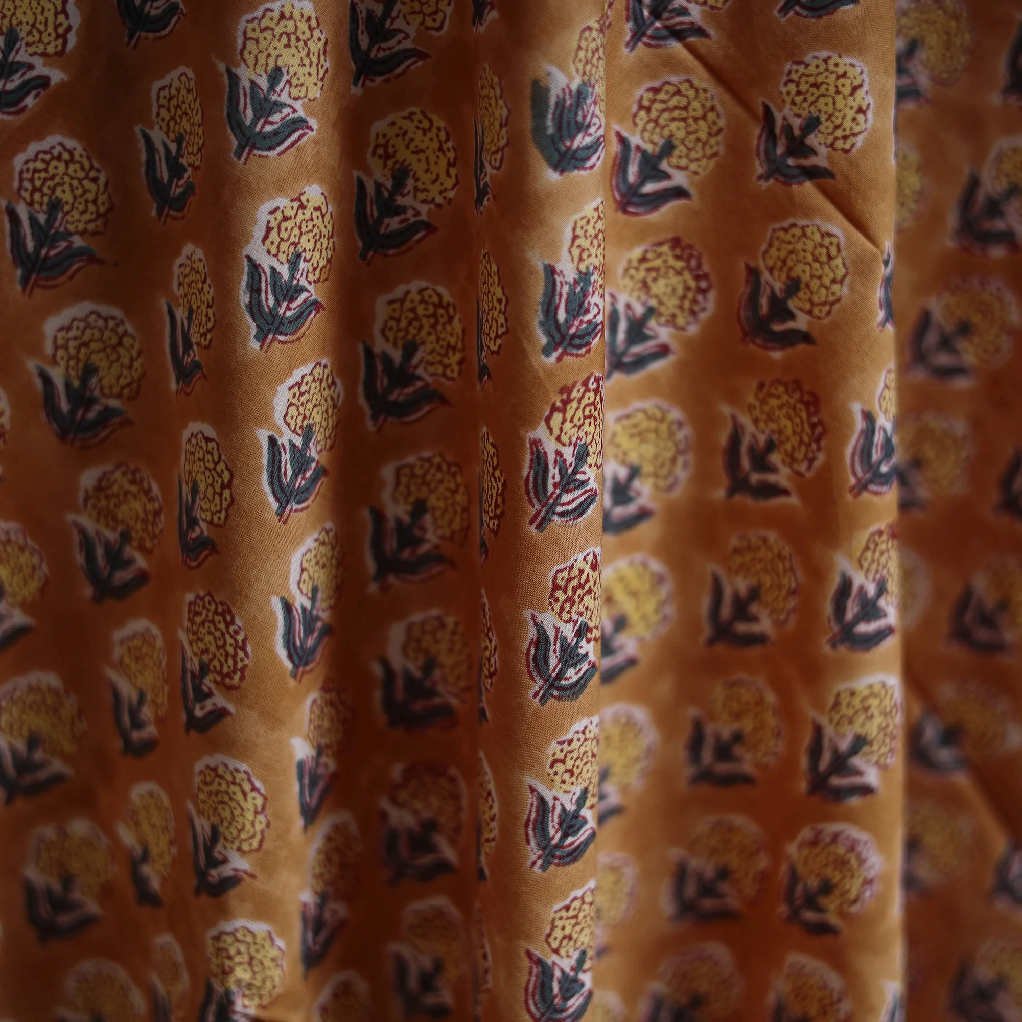 Brown - Sanganeri Block Print Pure Cotton Fabric 21 - Image 3