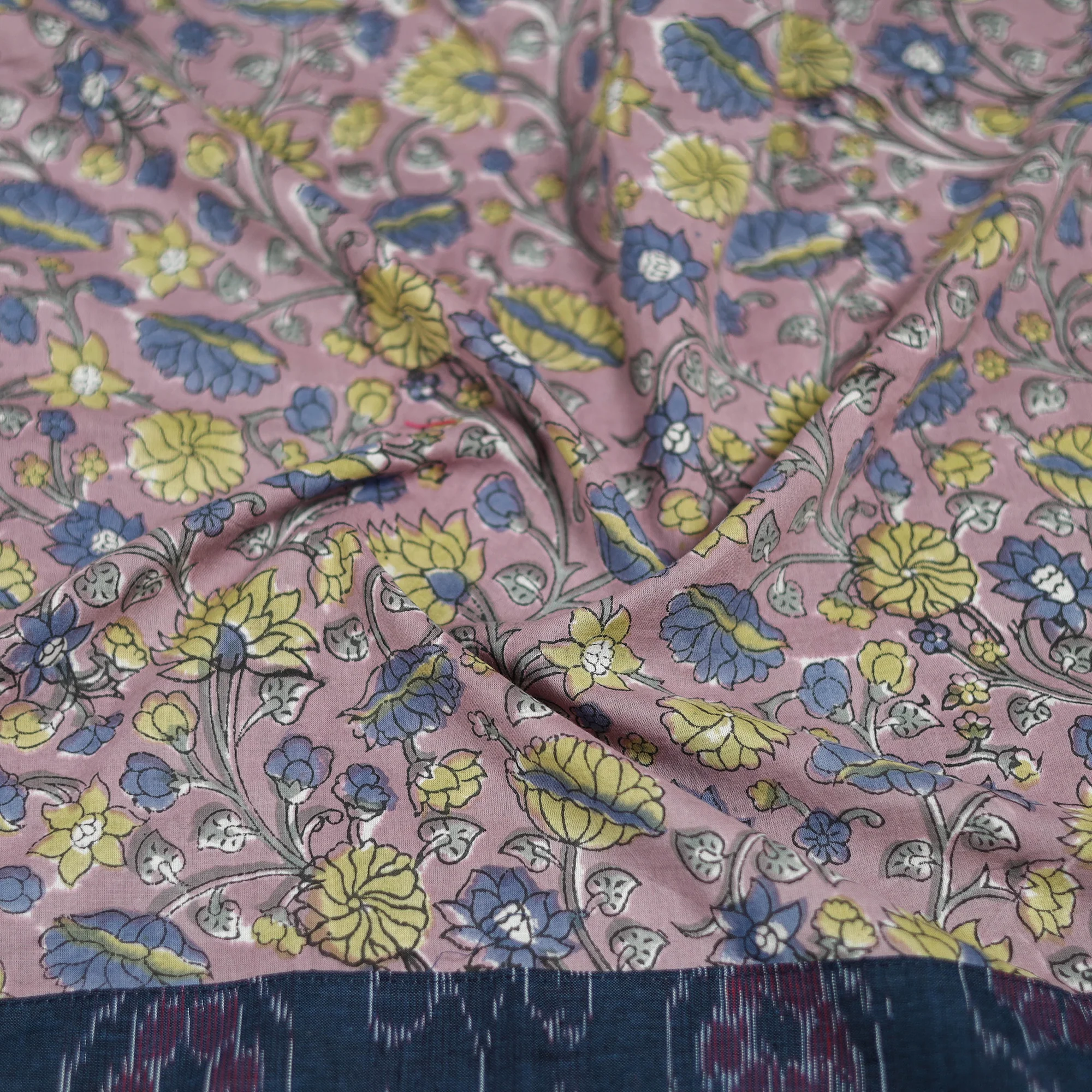 Purple - Sanganeri Hand Block Print Cotton Blouse Piece 07 - Image 3