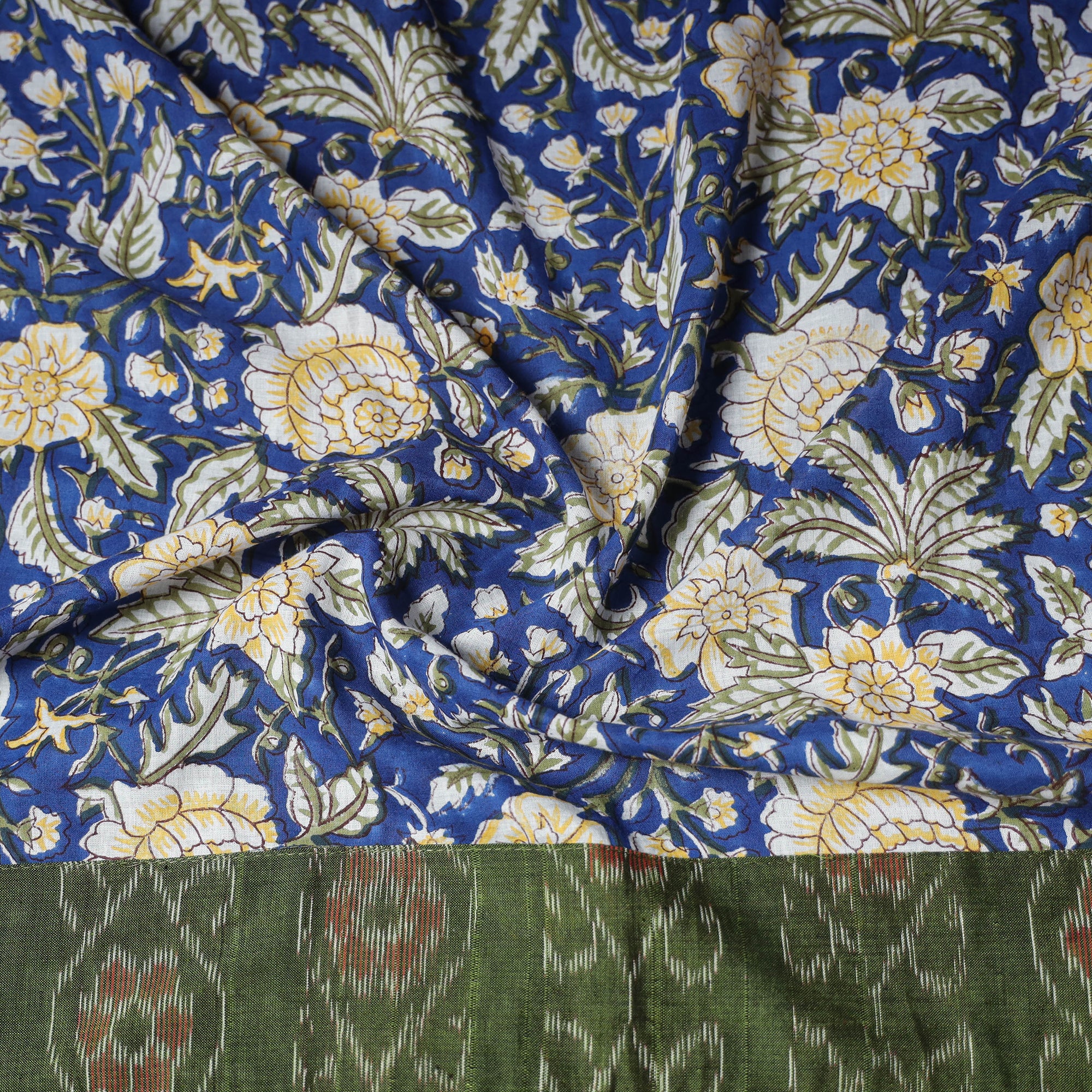 Blue - Sanganeri Hand Block Print Cotton Blouse Piece 40 - Image 3