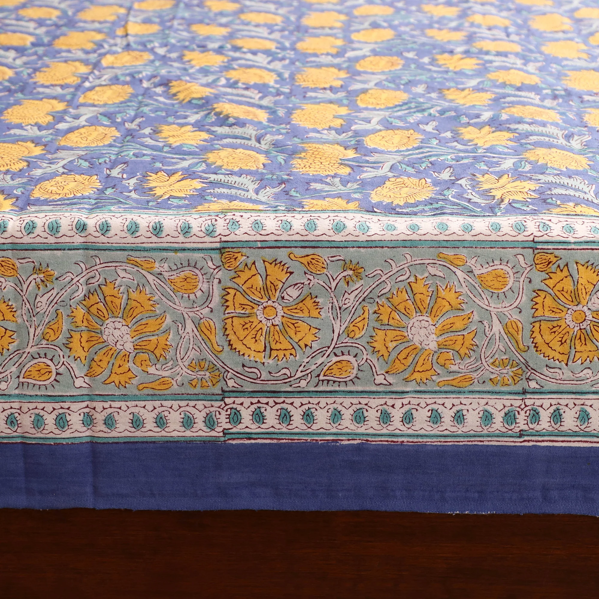 Blue - Sanganeri Hand Block Print Cotton Double Bedsheet Set (108 x 90 in) 11 - Image 4