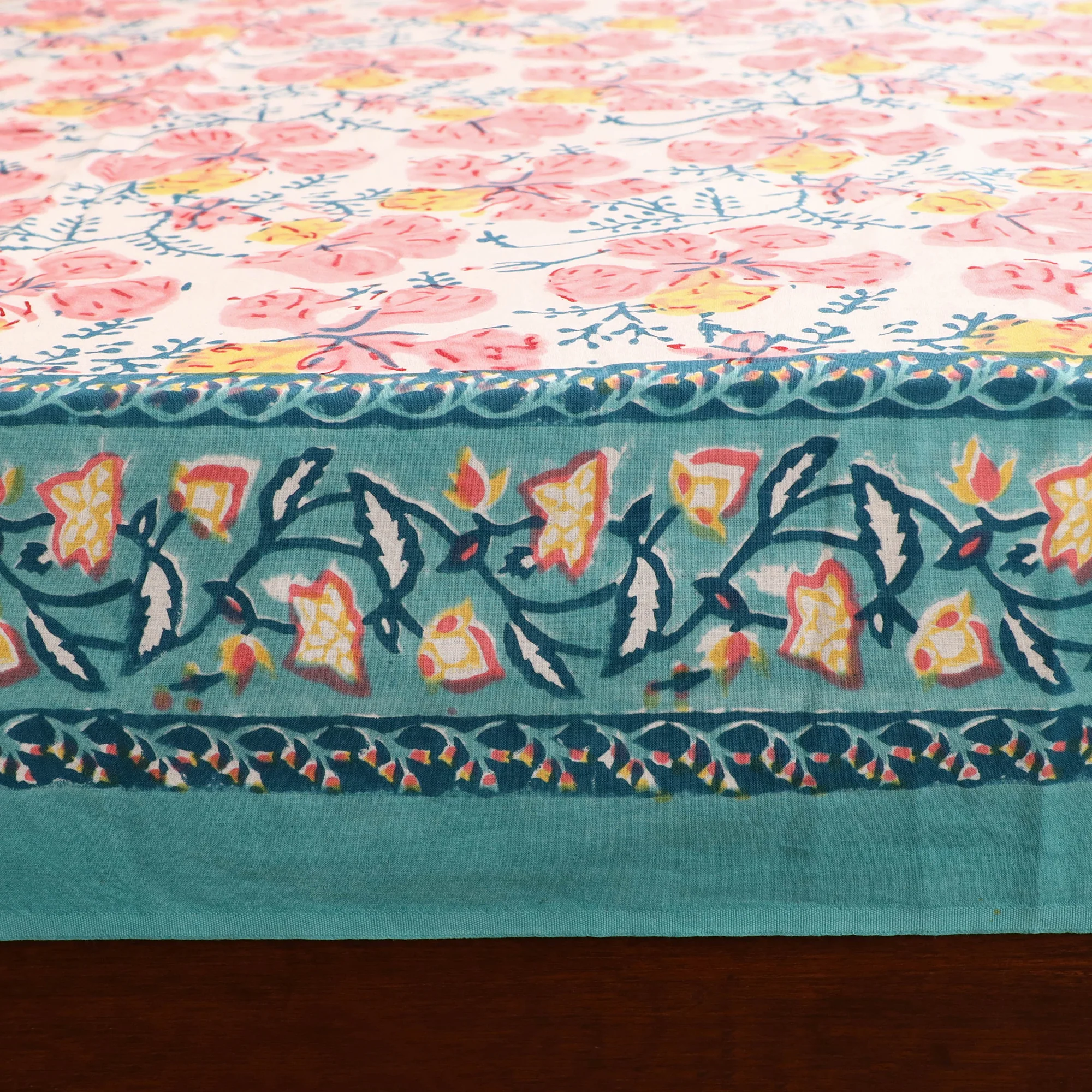 Red - Sanganeri Hand Block Print Cotton Double Bedsheet Set (108 x 90 in) 12 - Image 4