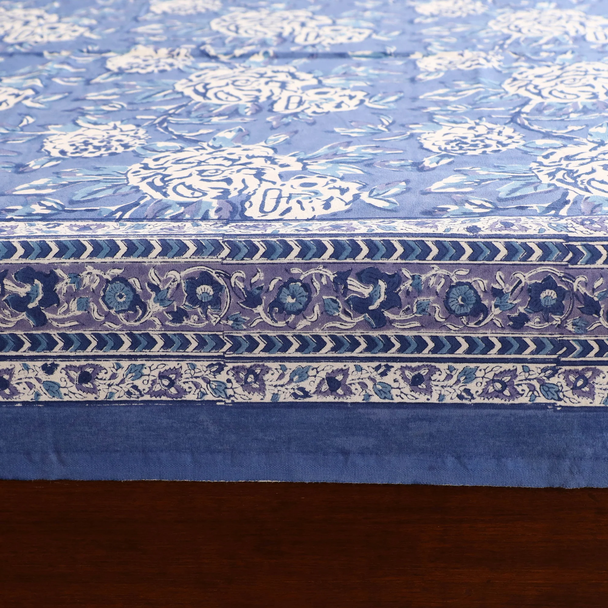 Blue - Sanganeri Hand Block Print Cotton Double Bedsheet Set (108 x 90 in) 23 - Image 4