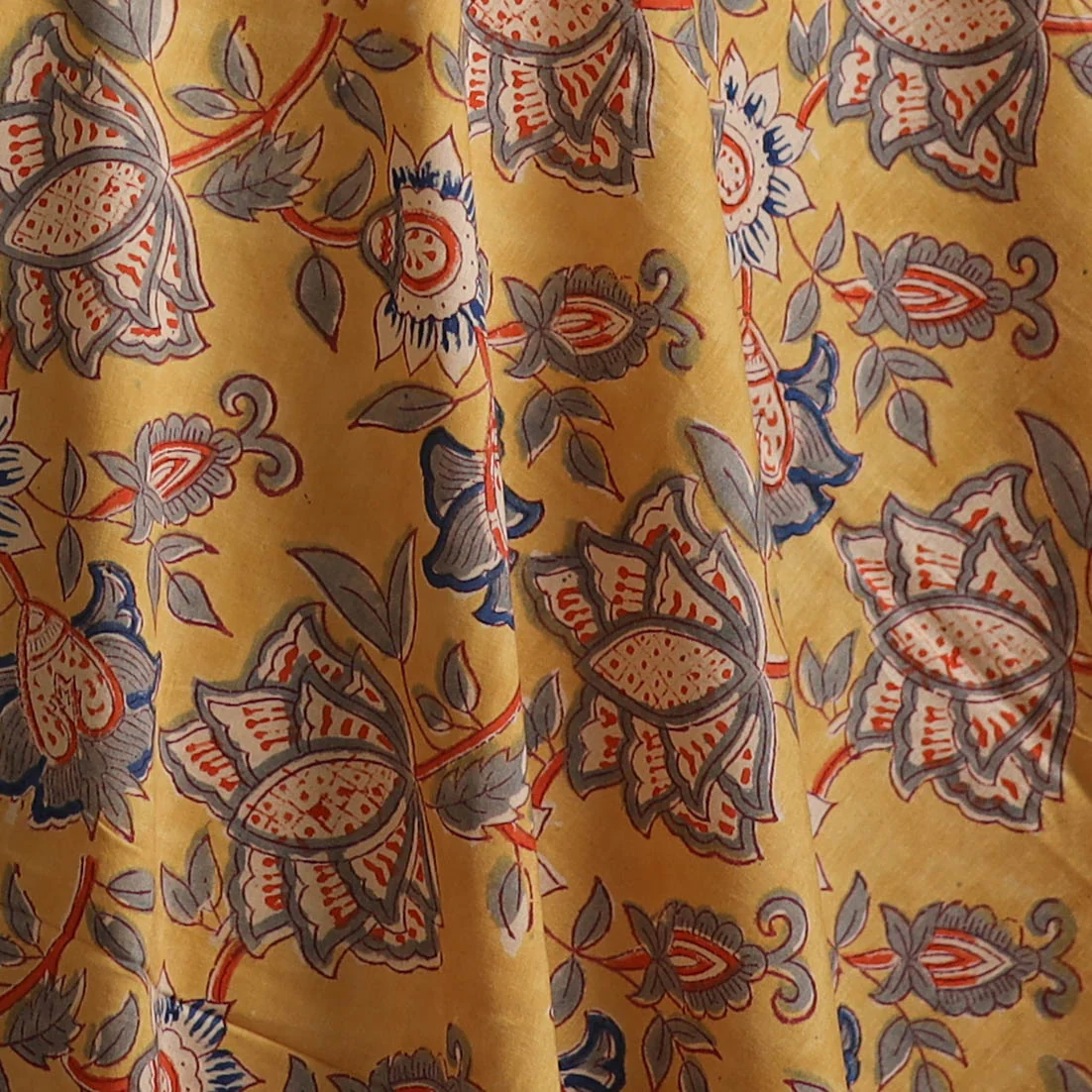 Yellow - Sanganeri Hand Block Print Cotton Fabric 01 - Image 3