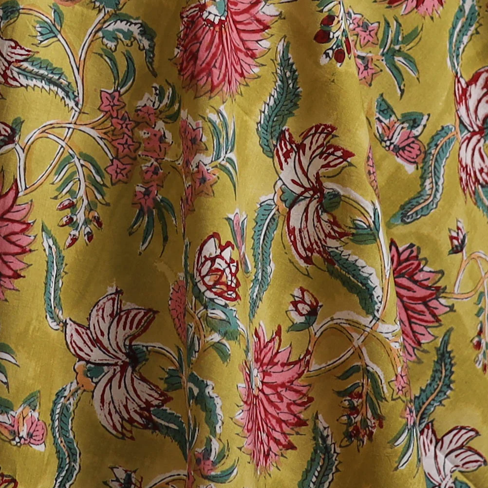 Yellow - Sanganeri Hand Block Print Cotton Fabric 03 - Image 3