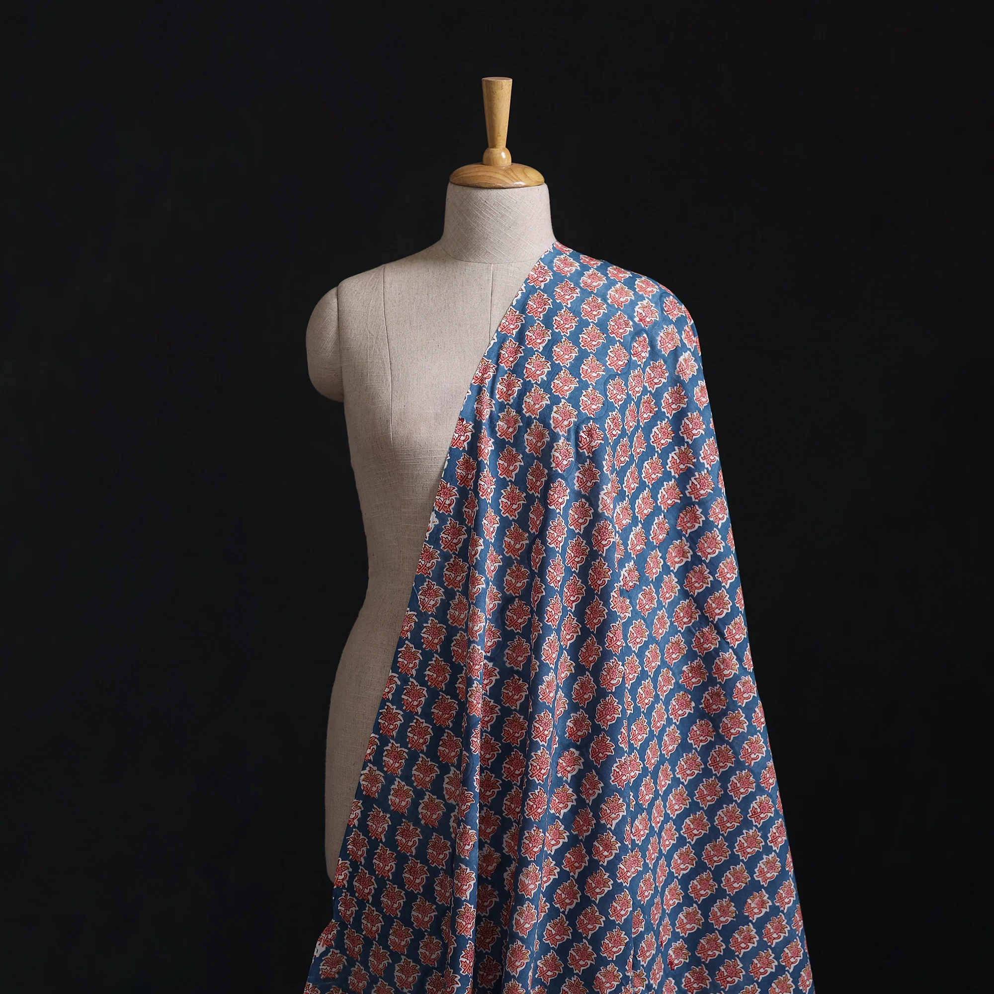 Blue - Sanganeri Hand Block Print Cotton Fabric 05