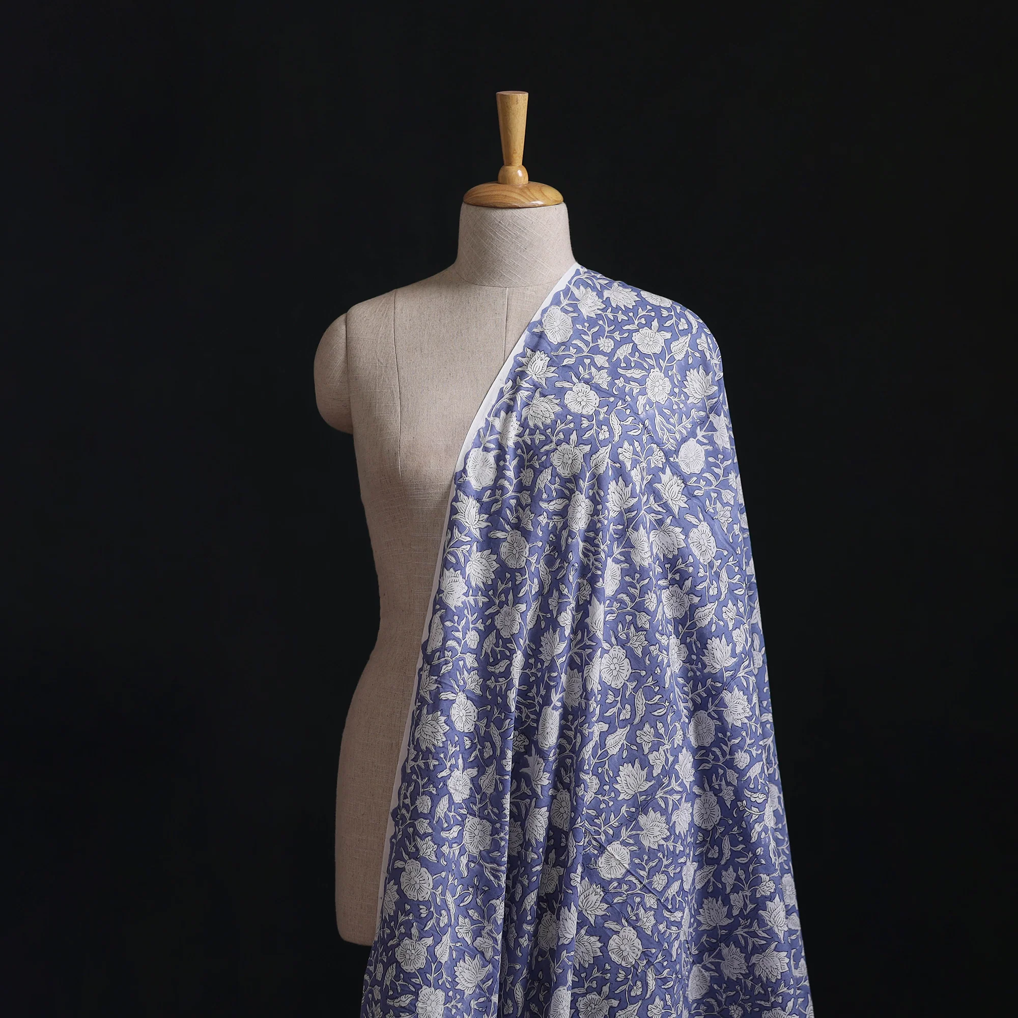Blue - Sanganeri Hand Block Print Cotton Fabric 06