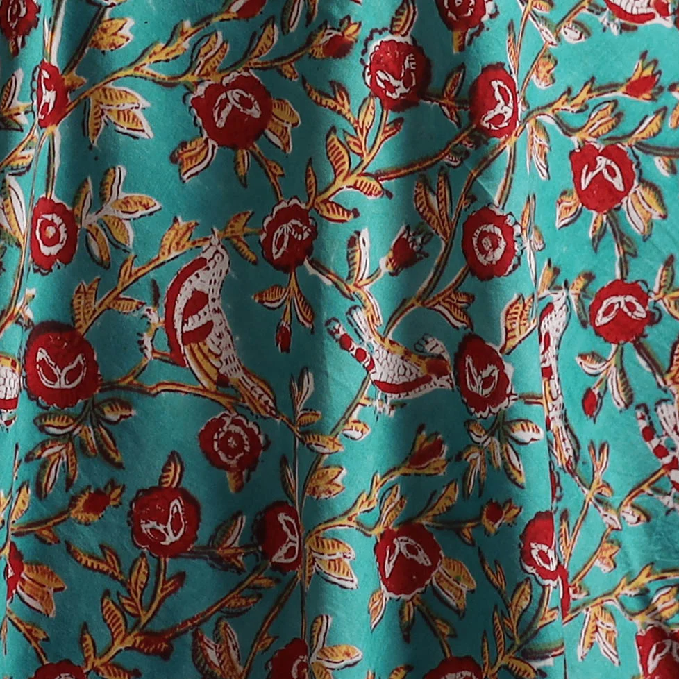 Blue - Sanganeri Hand Block Print Cotton Fabric 08 - Image 3