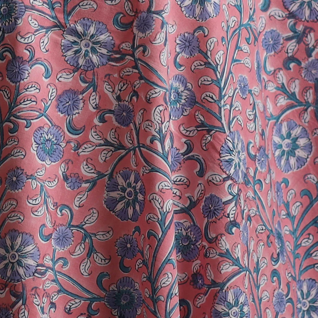 Pink - Sanganeri Hand Block Print Cotton Fabric 10 - Image 3