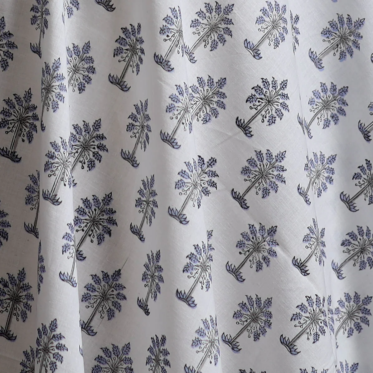 White - Sanganeri Hand Block Print Cotton Fabric 12 - Image 3