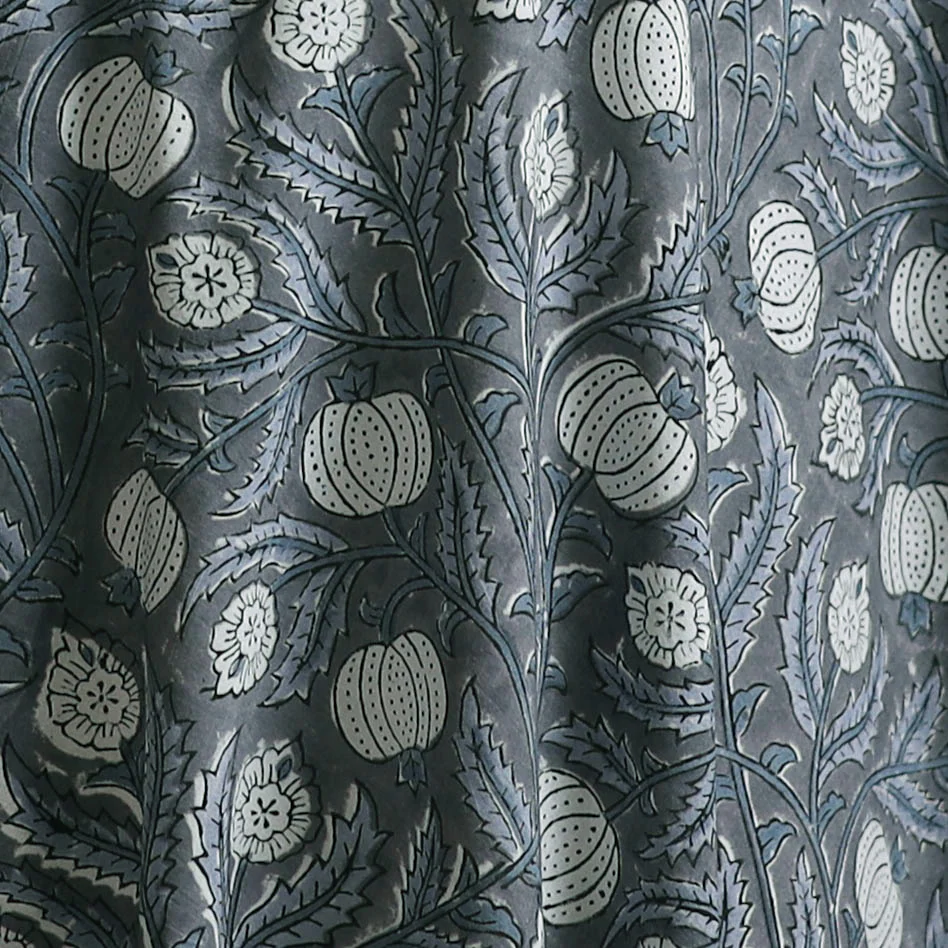 Green - Grey - Sanganeri Hand Block Print Cotton Fabric 15 - Image 3