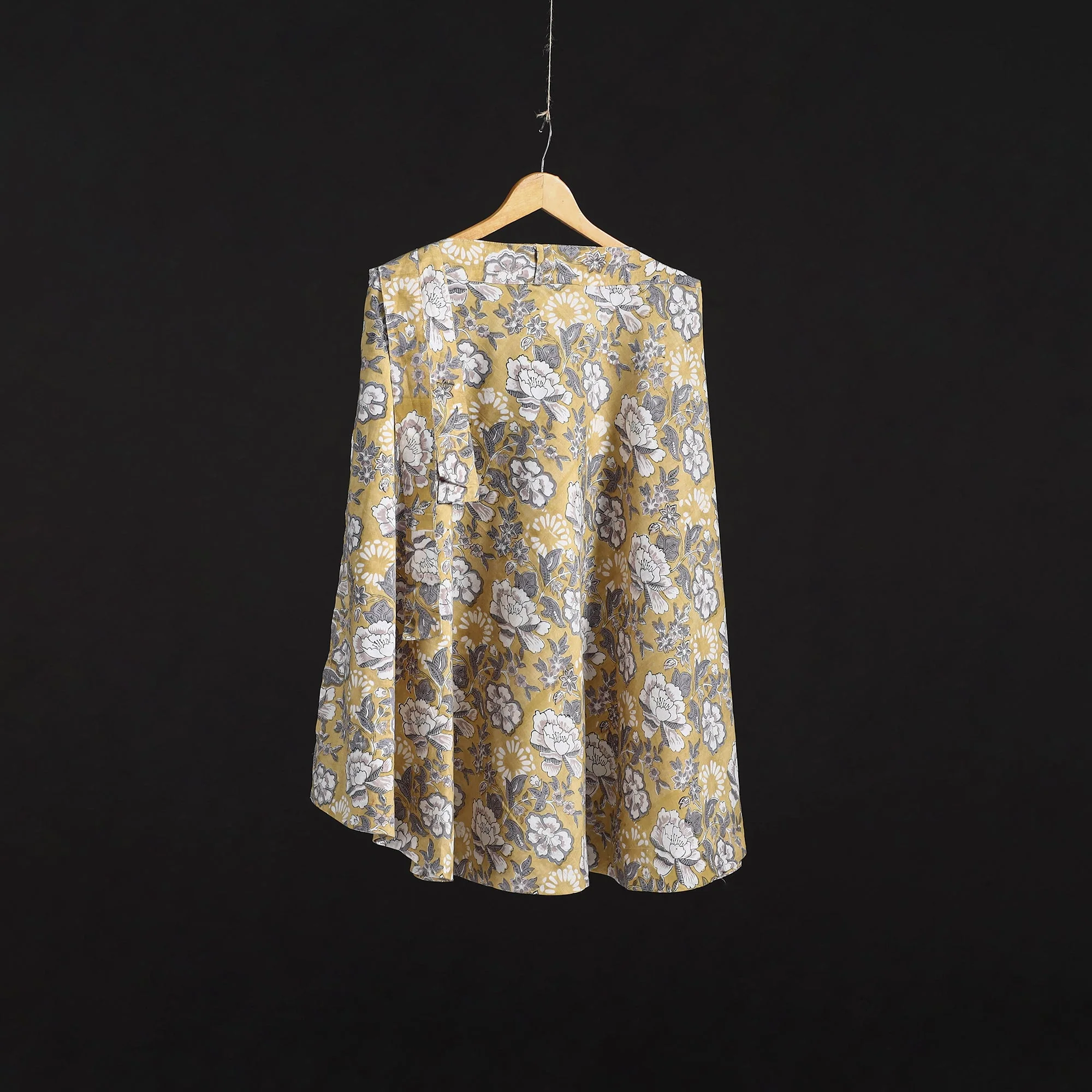 Yellow - Sanganeri Hand Block Print Cotton Wrap Around Skirt 53