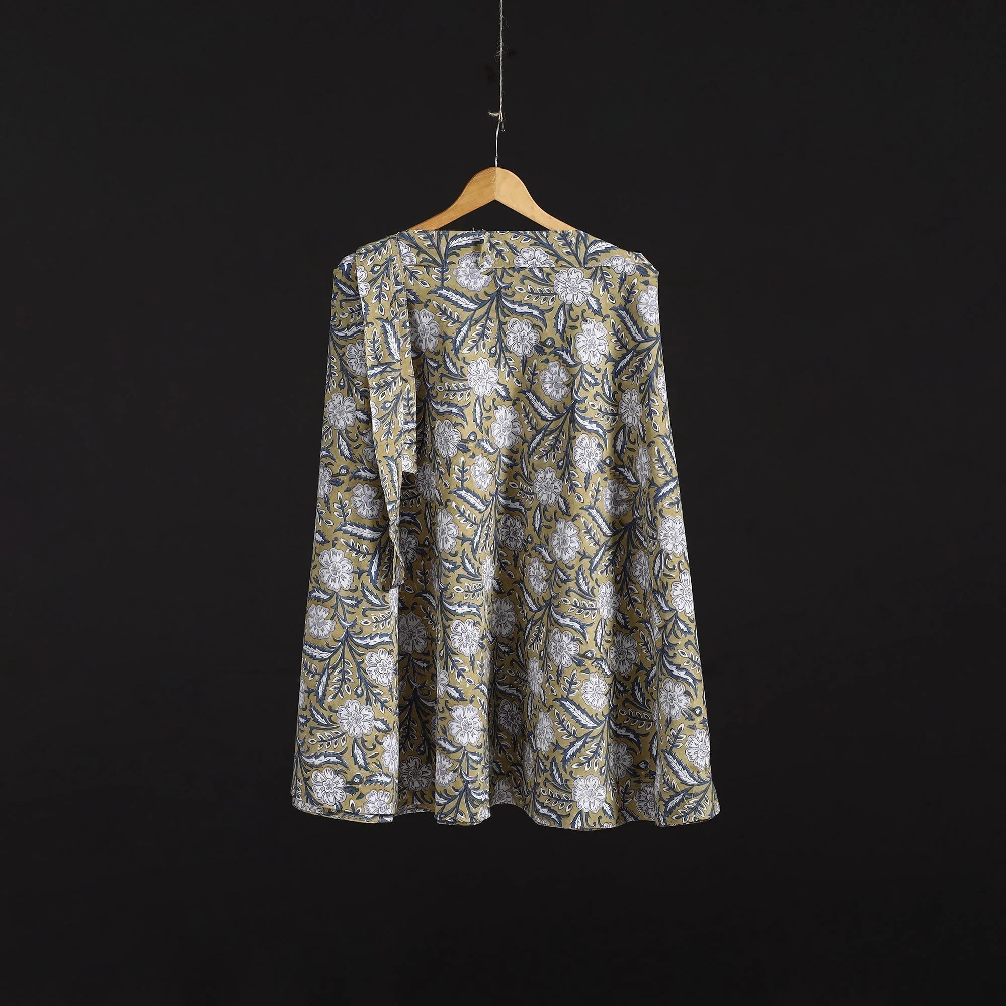 Yellow - Sanganeri Hand Block Print Cotton Wrap Around Skirt 79
