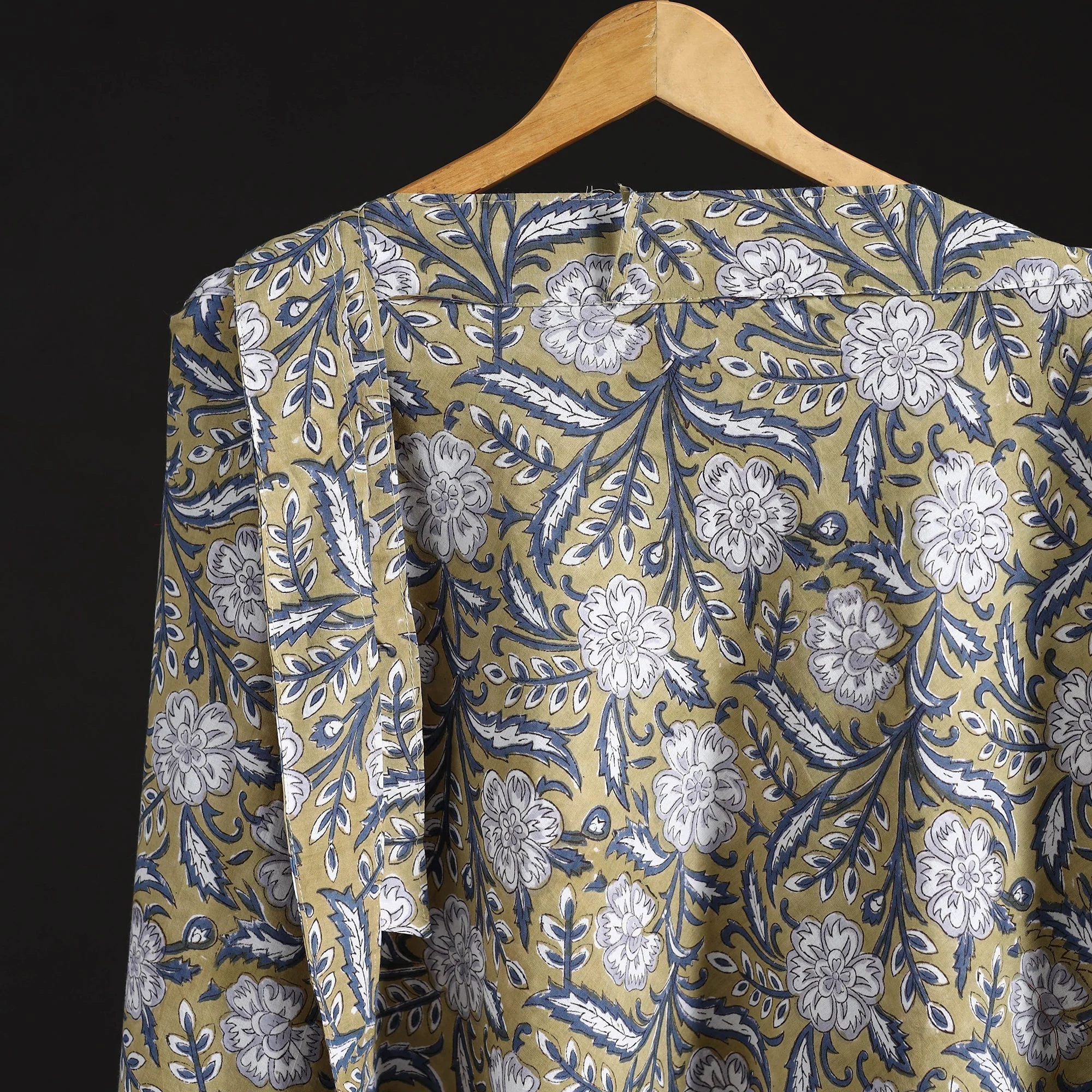 Yellow - Sanganeri Hand Block Print Cotton Wrap Around Skirt 79 - Image 3