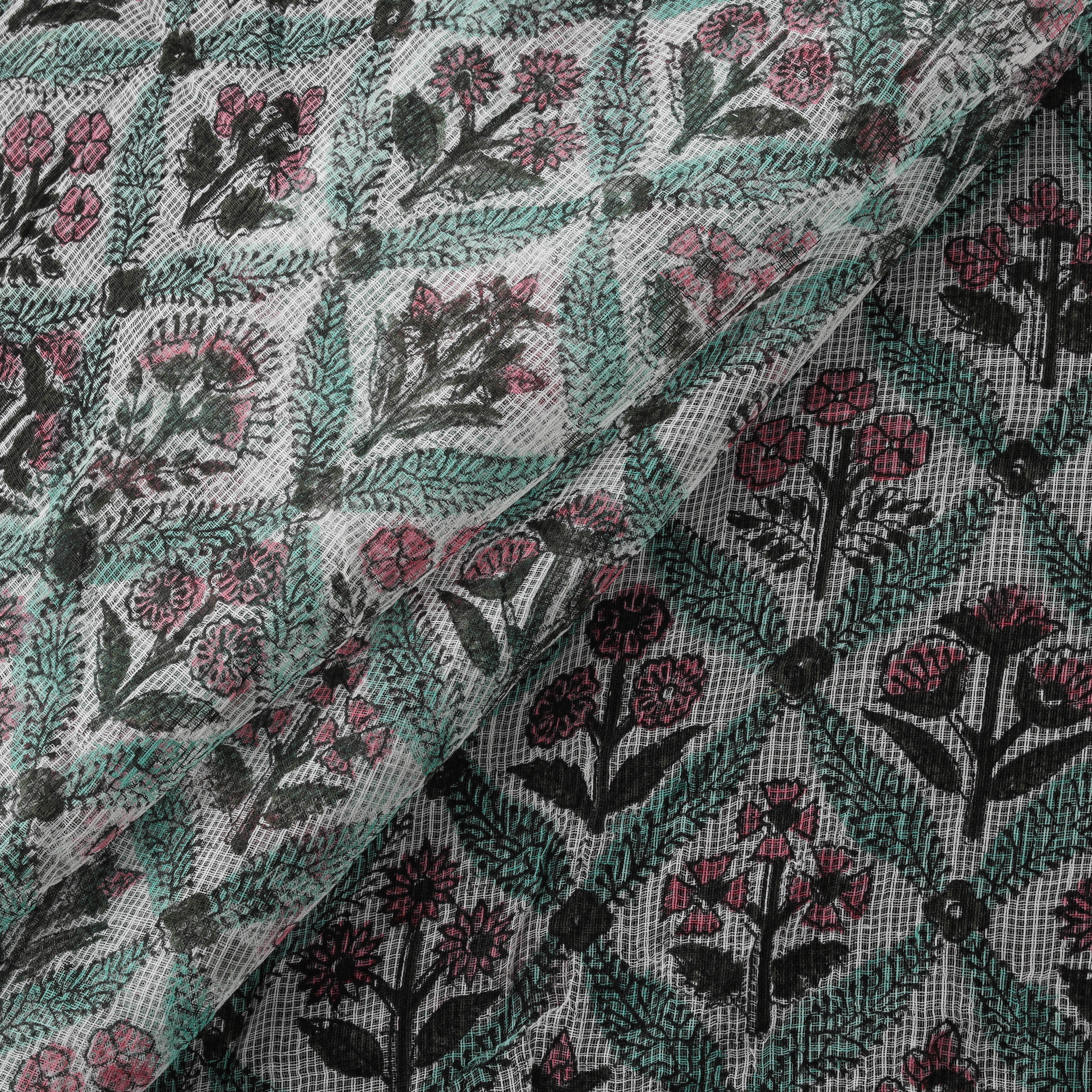 Sanganeri Hand Block Print Kota Doria Cotton Fabric 07