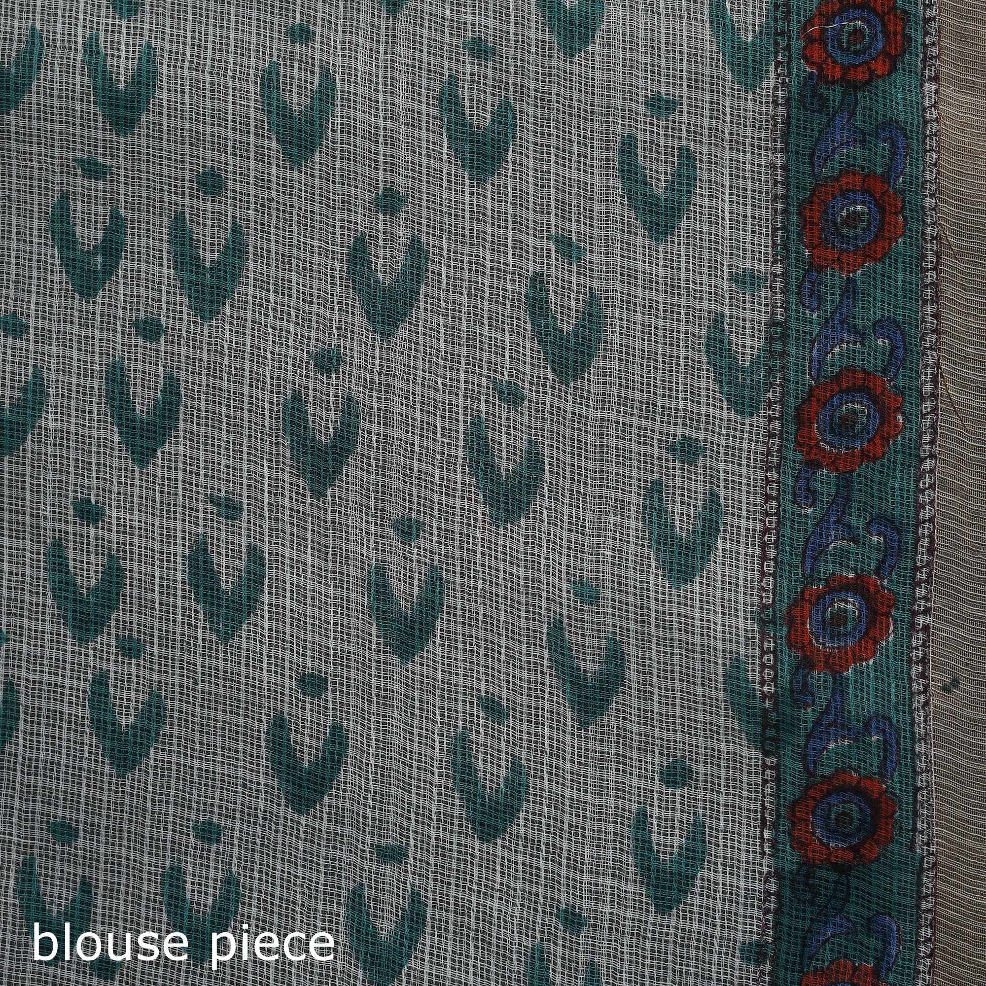 Sanganeri Hand Block Print Kota Doria Cotton Saree 22 - Image 5