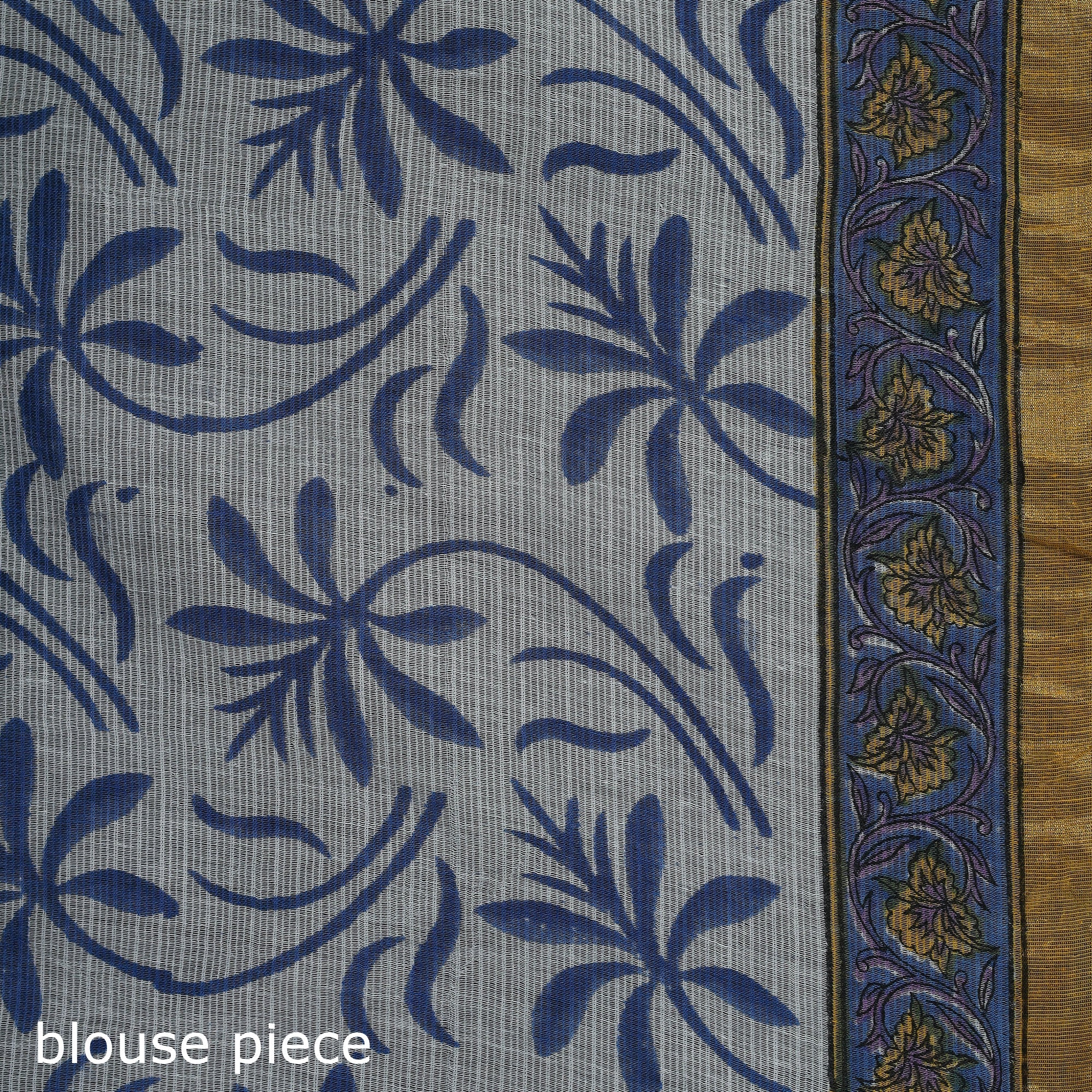 Sanganeri Hand Block Print Kota Doria Cotton Saree 27 - Image 5