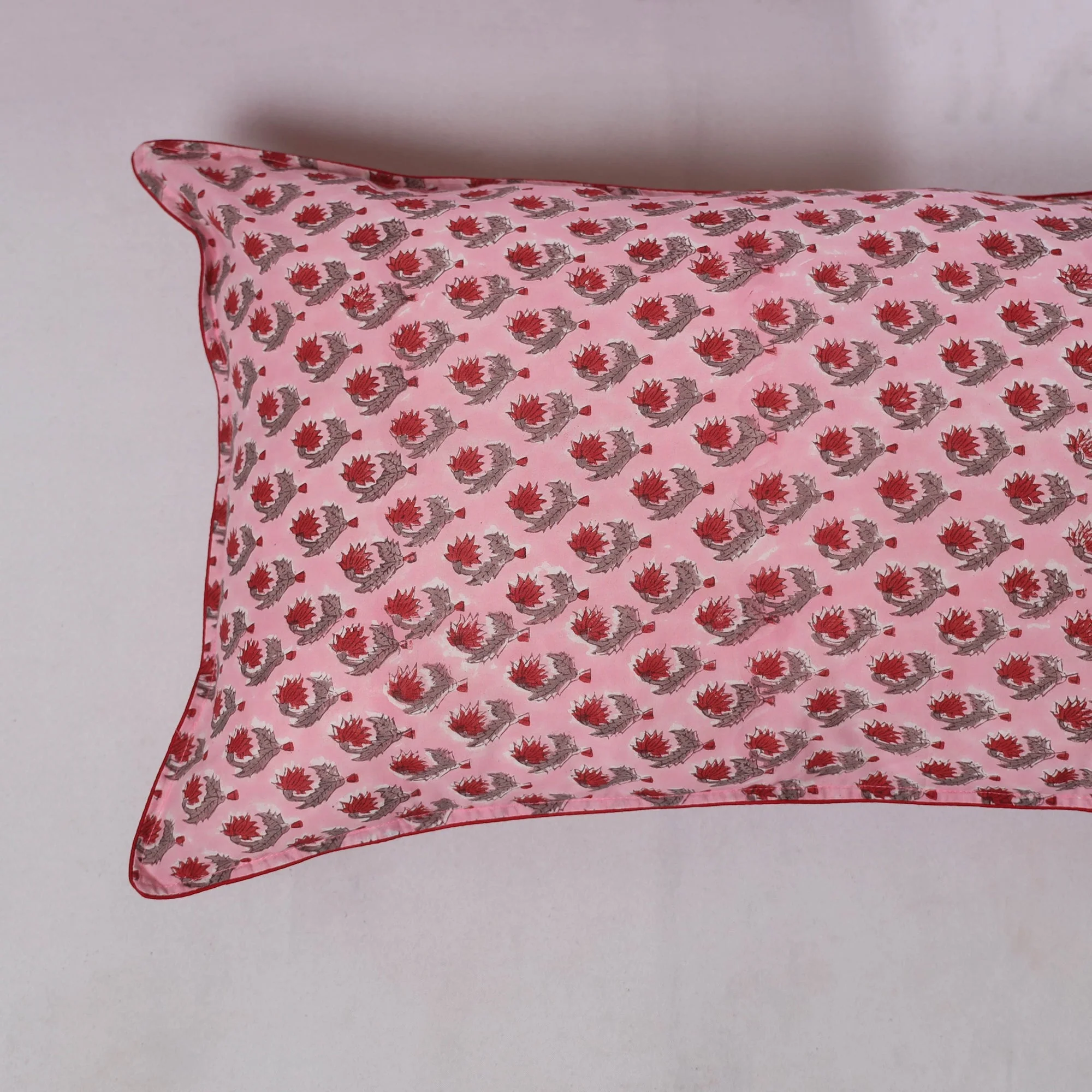 Pink - Sanganeri Hand Block Print Pillow Covers (Set of 2) 14 - Image 4