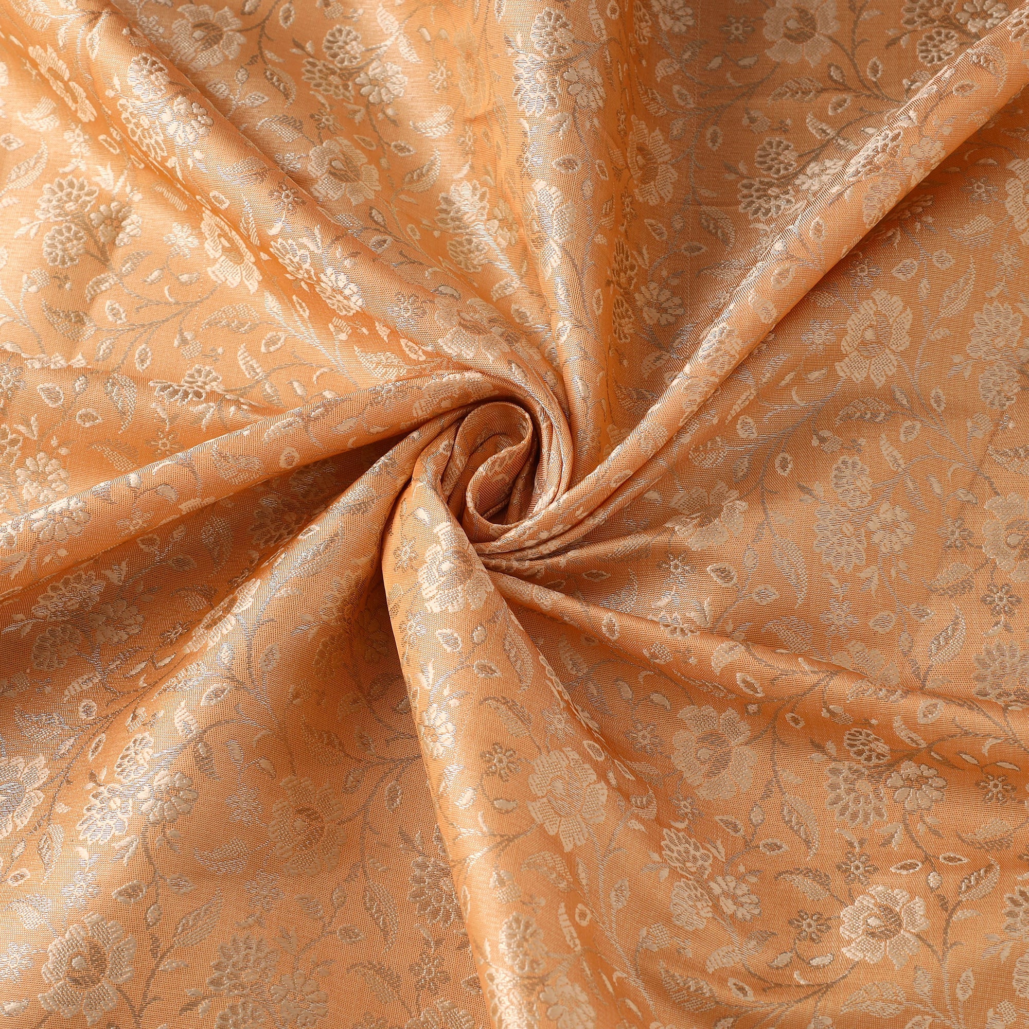 Peach - Semi Silk Brocade Banarasi Fabric 05 - Image 3