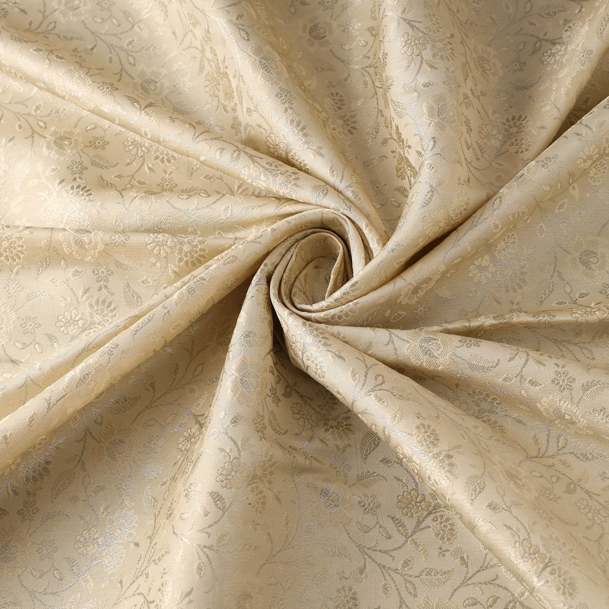 Beige - Semi Silk Brocade Banarasi Fabric 09 - Image 3