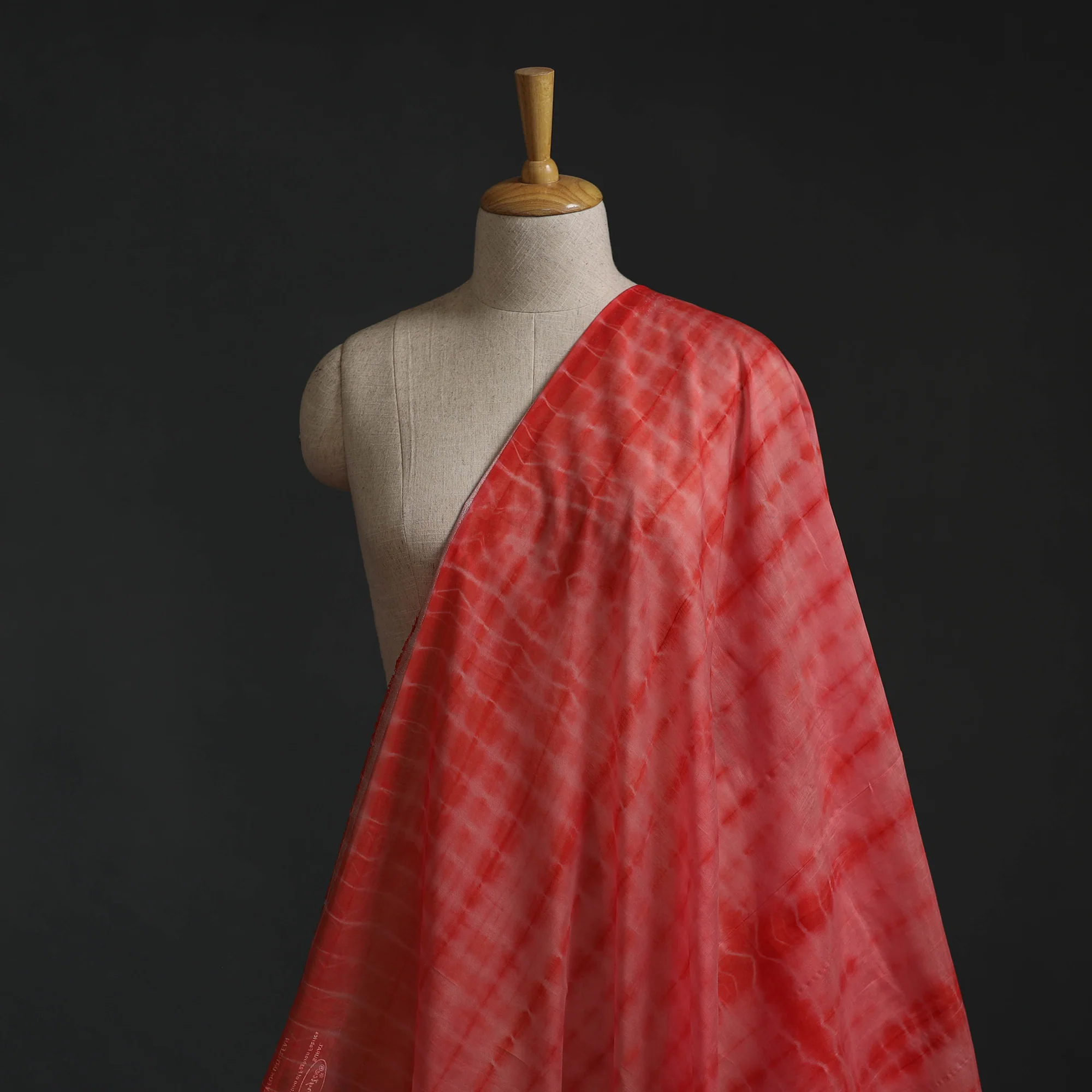 Red - Shibori Tie-Dye Chanderi Silk Fabric 01 - Image 2