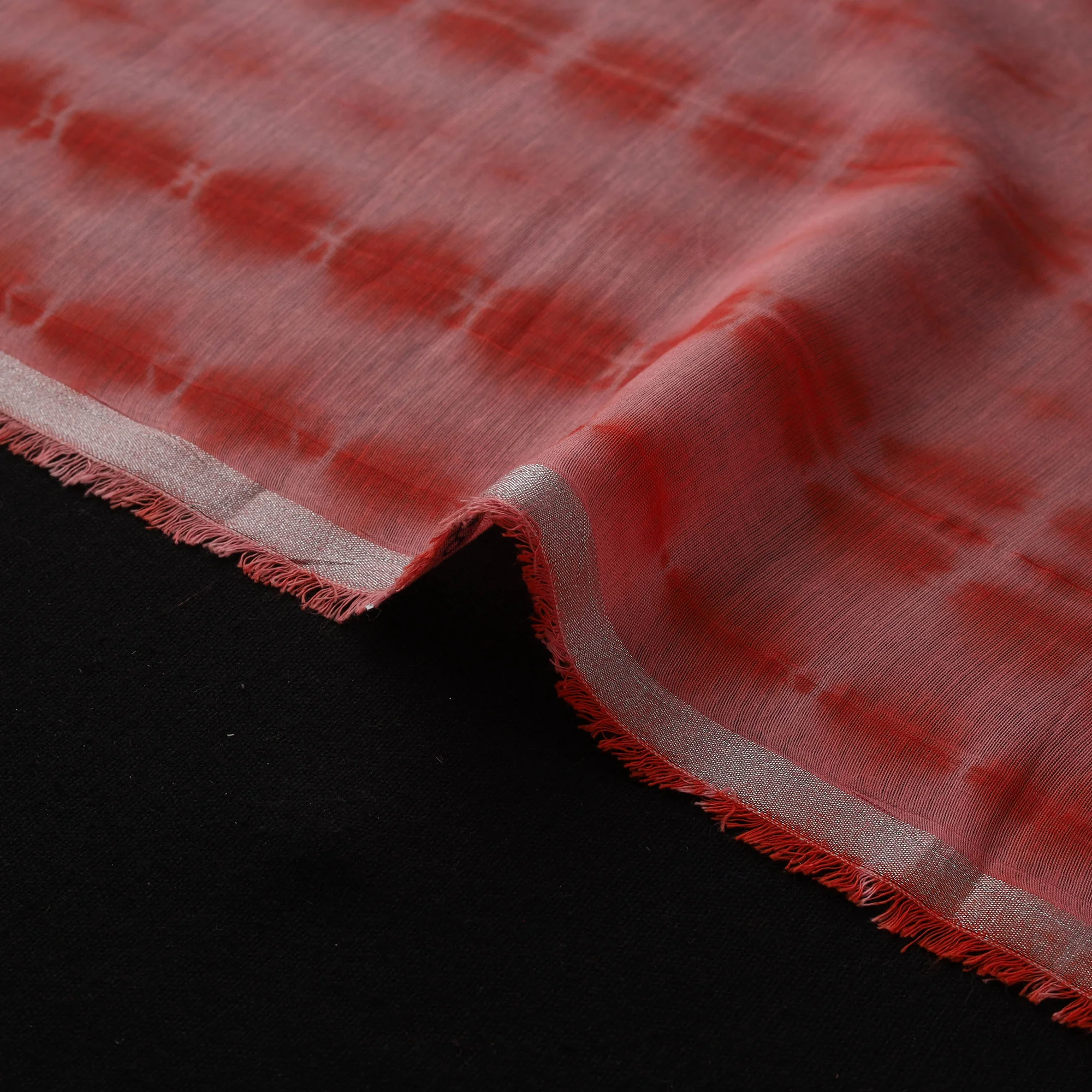 Red - Shibori Tie-Dye Chanderi Silk Fabric 01 - Image 4