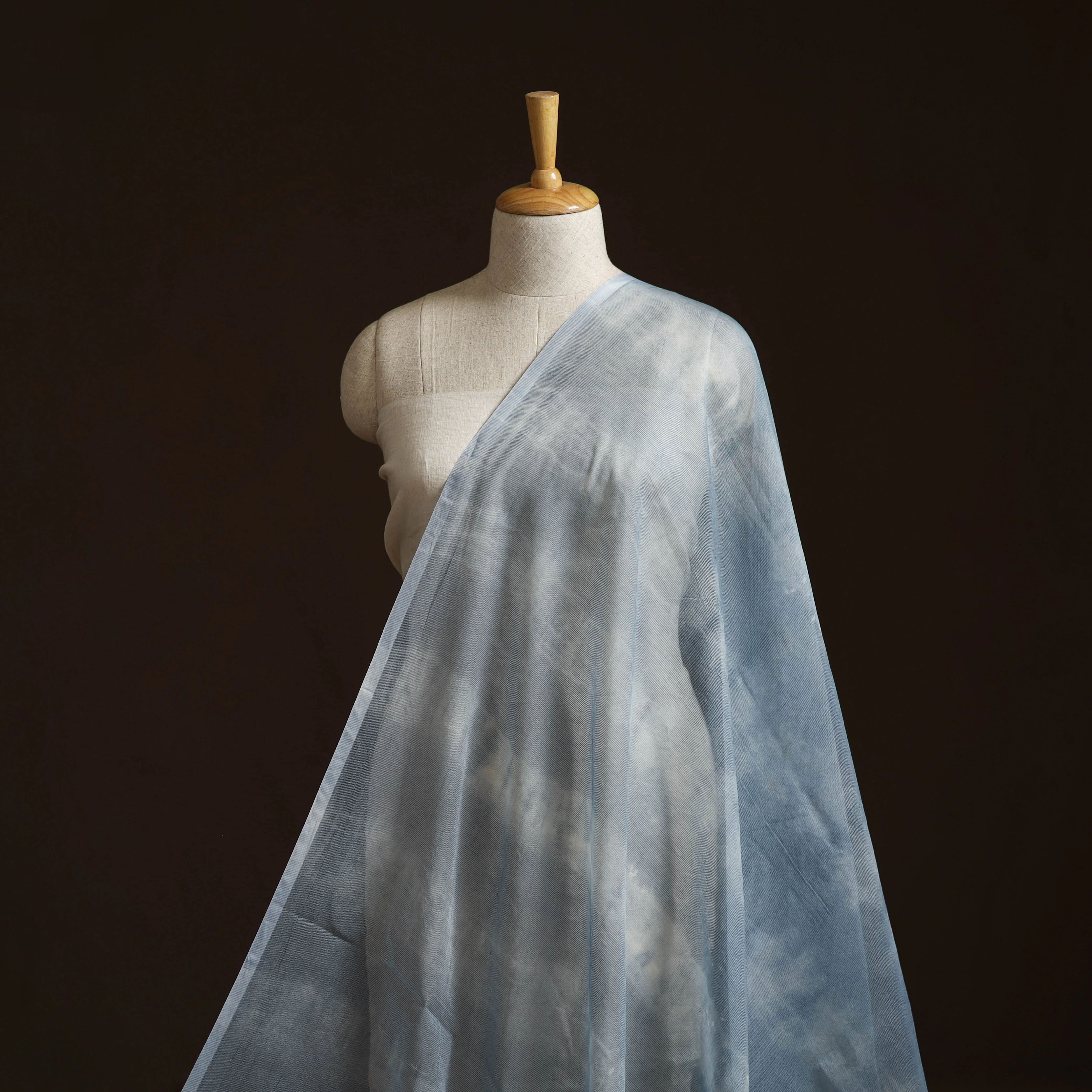 Blue - Shibori Tie-Dye Kota Doria Cotton Fabric 10