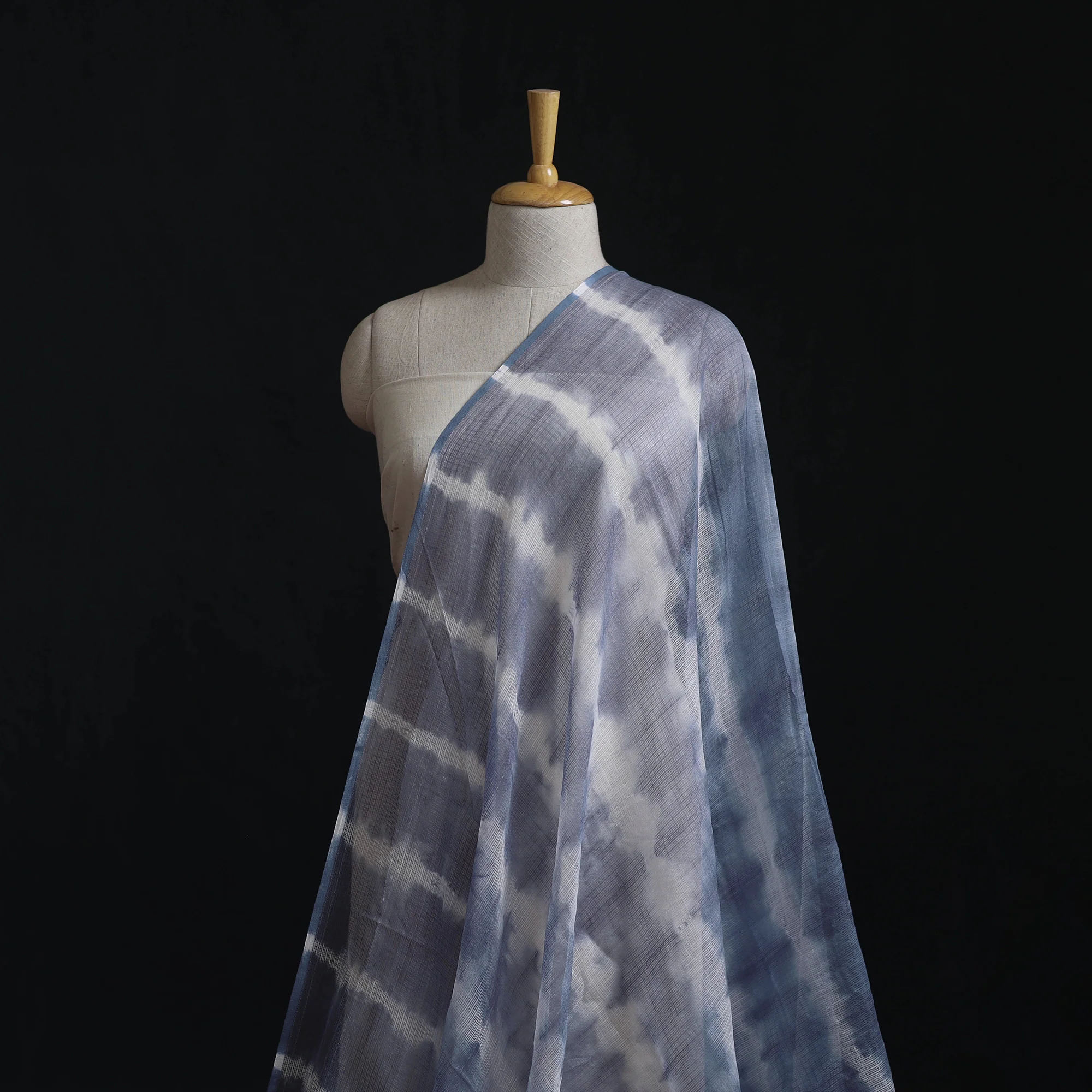 Grey - Shibori Tie-Dye Kota Doria Cotton Fabric 14 - Image 2