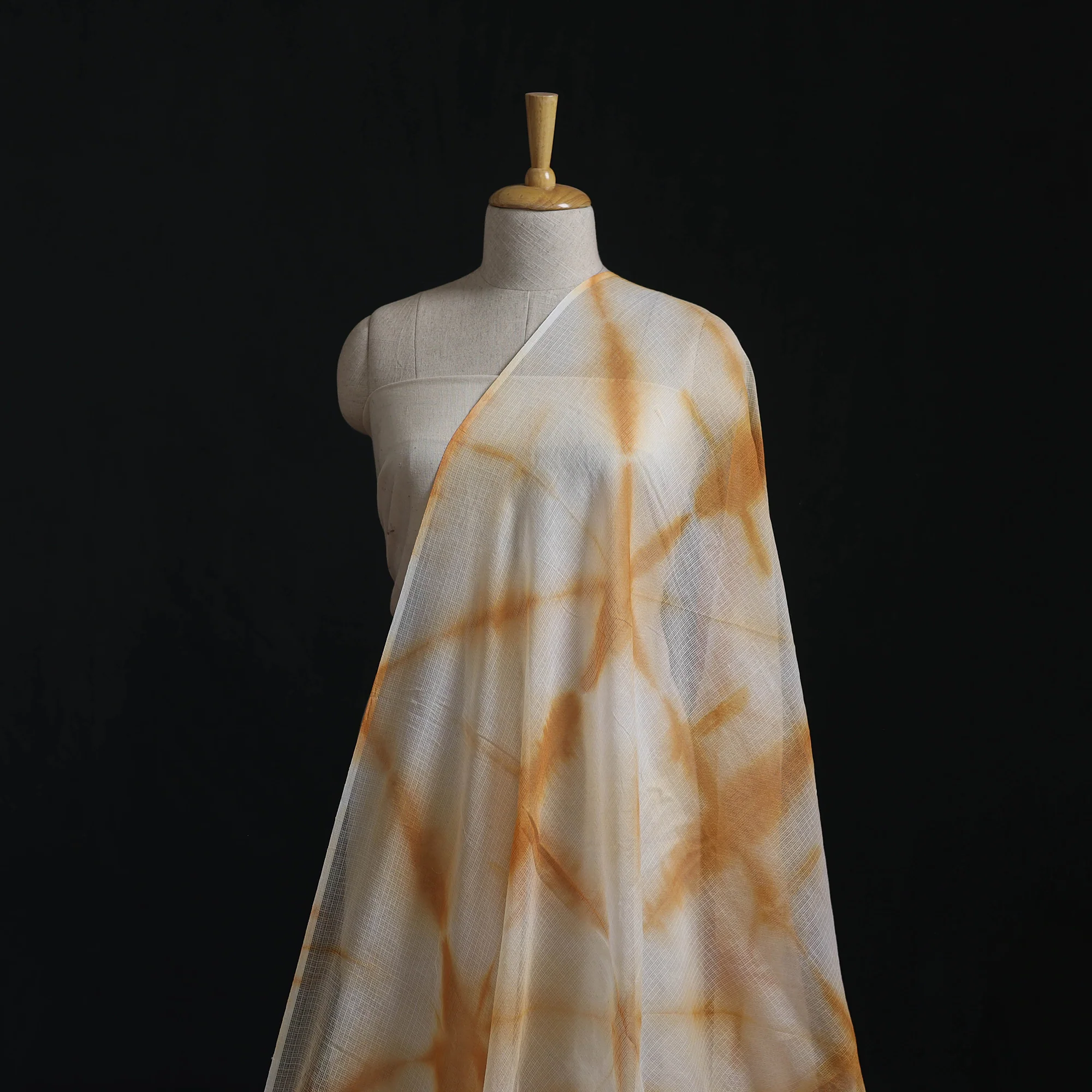Yellow - Shibori Tie-Dye Kota Doria Cotton Fabric 19 - Image 2