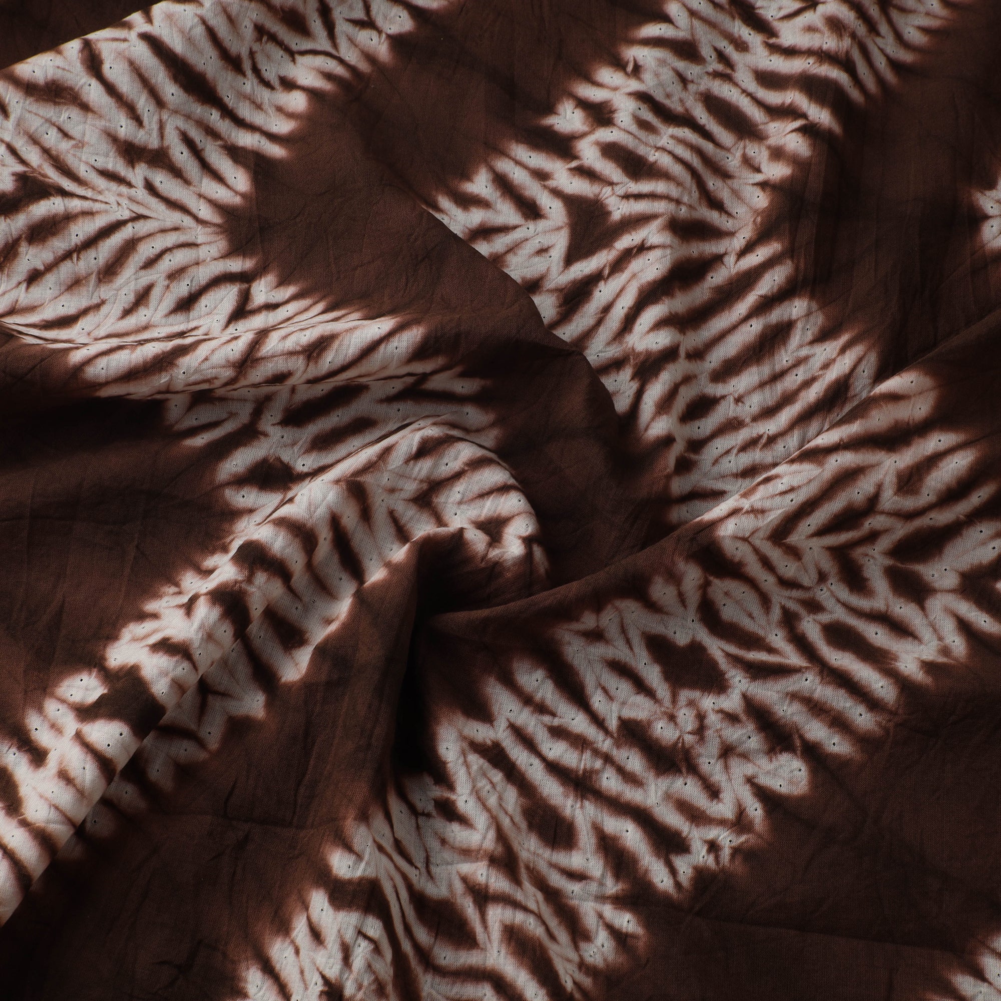 Brown - Shibori Tie-Dye Pure Cotton Fabric 06 - Image 3