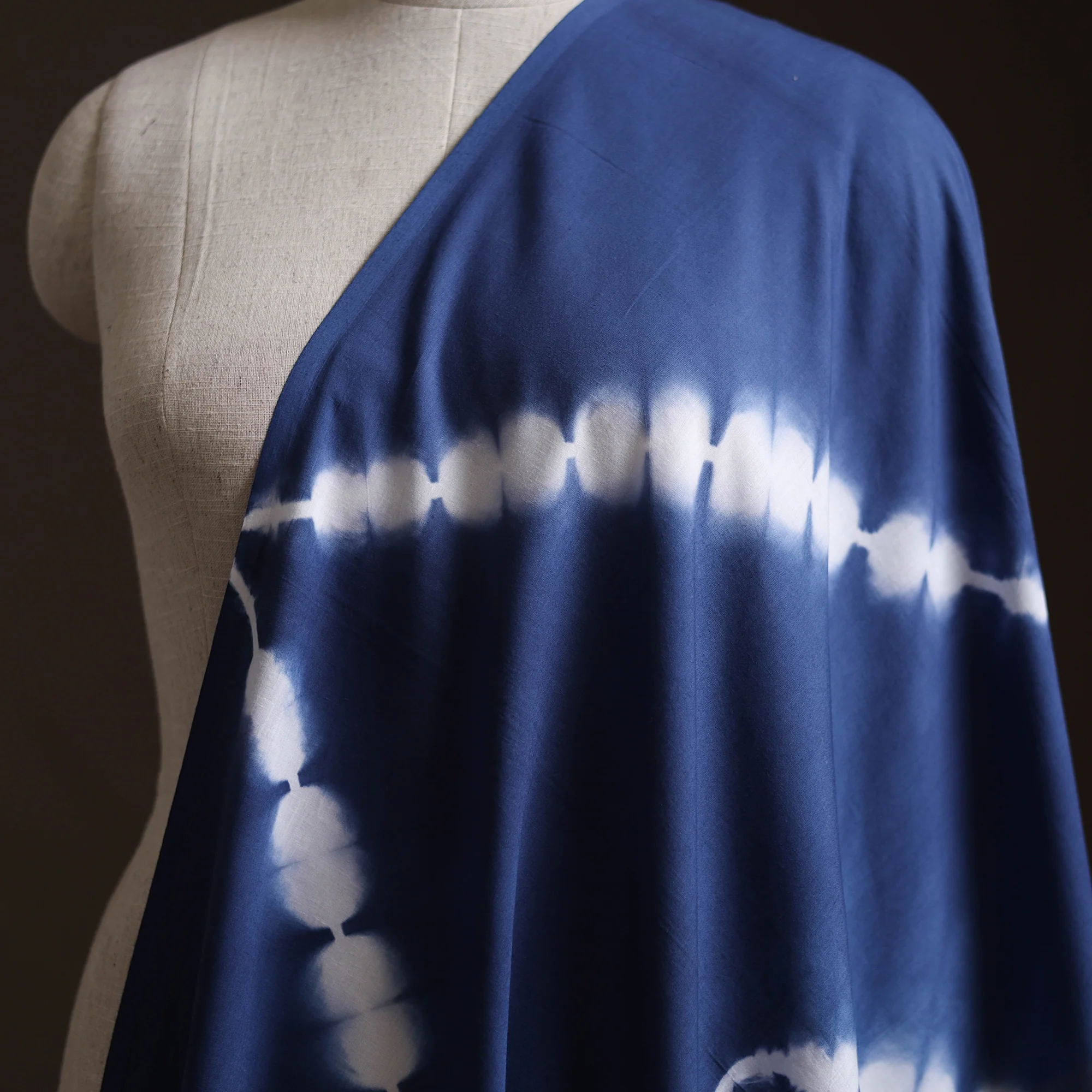 Blue - Shibori Tie-Dye Pure Mul Cotton Fabric 04 - Image 2