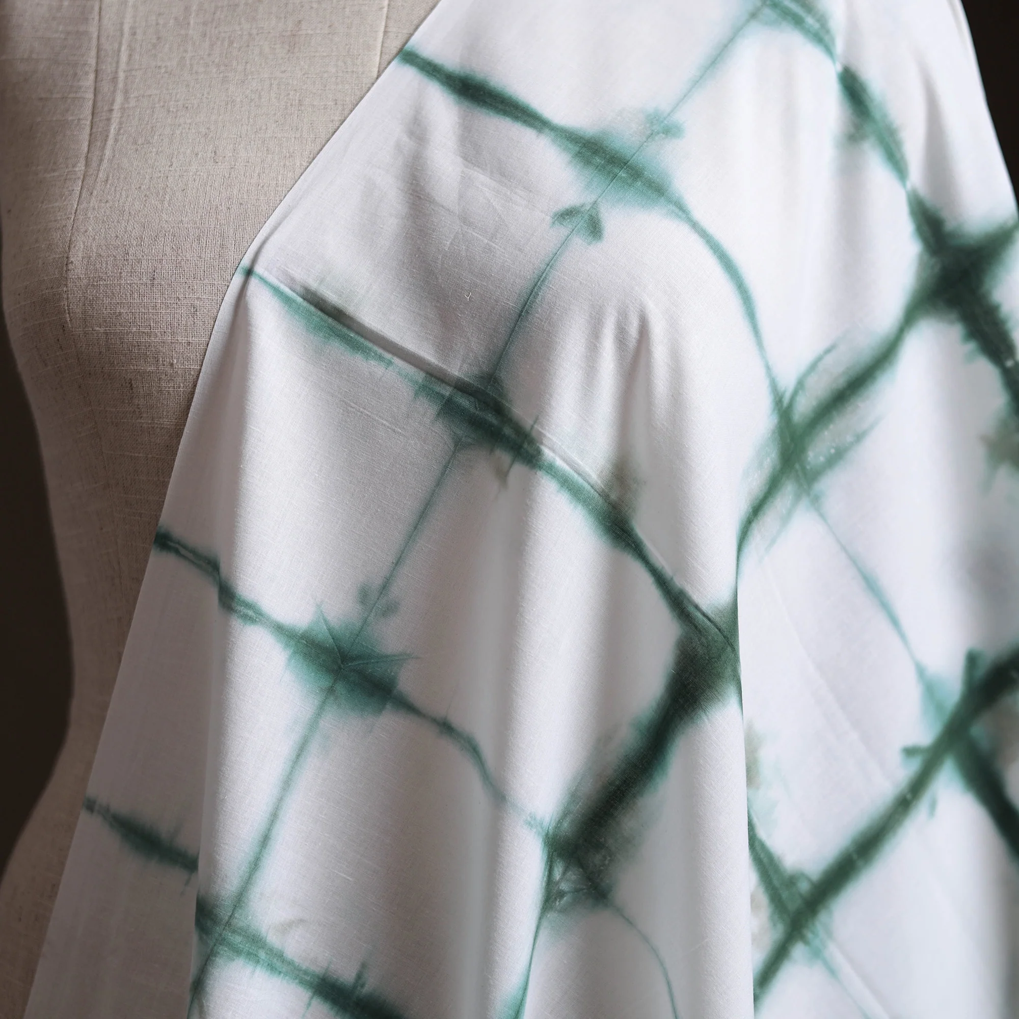 White - Shibori Tie-Dye Pure Mul Cotton Fabric 19 - Image 2