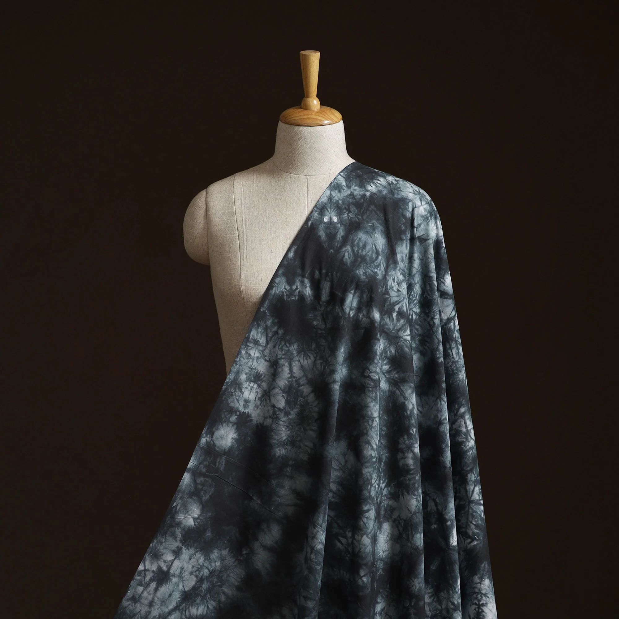 Black - Shibori Tie-Dye Pure Mul Cotton Fabric 24